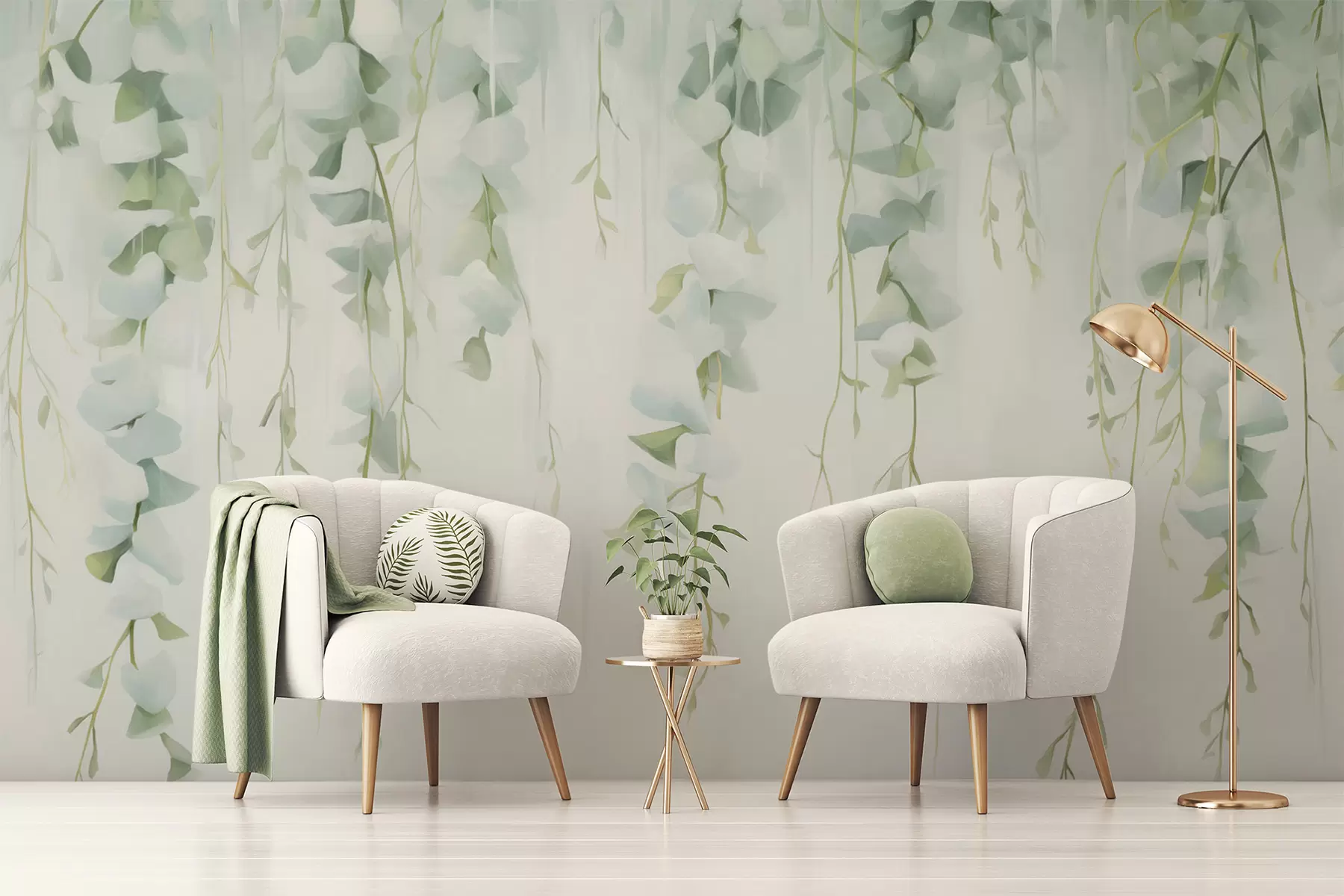 Papier peint Branches suspendues avec des feuilles w04722