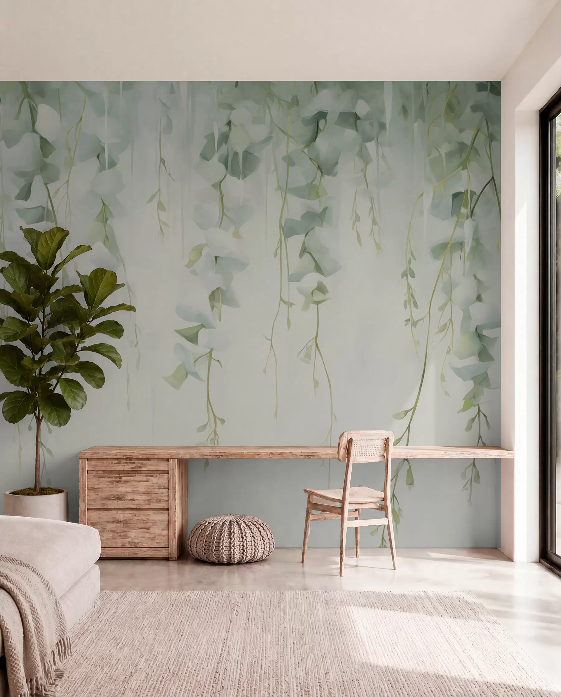 Papier peint Branches suspendues avec des feuilles w04722