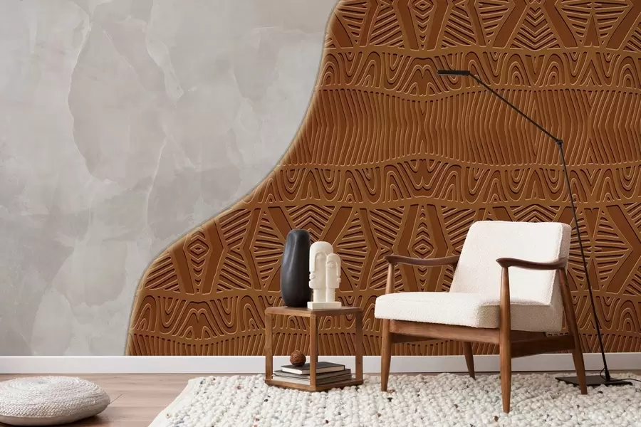 Papier peint Ornement et béton w04664