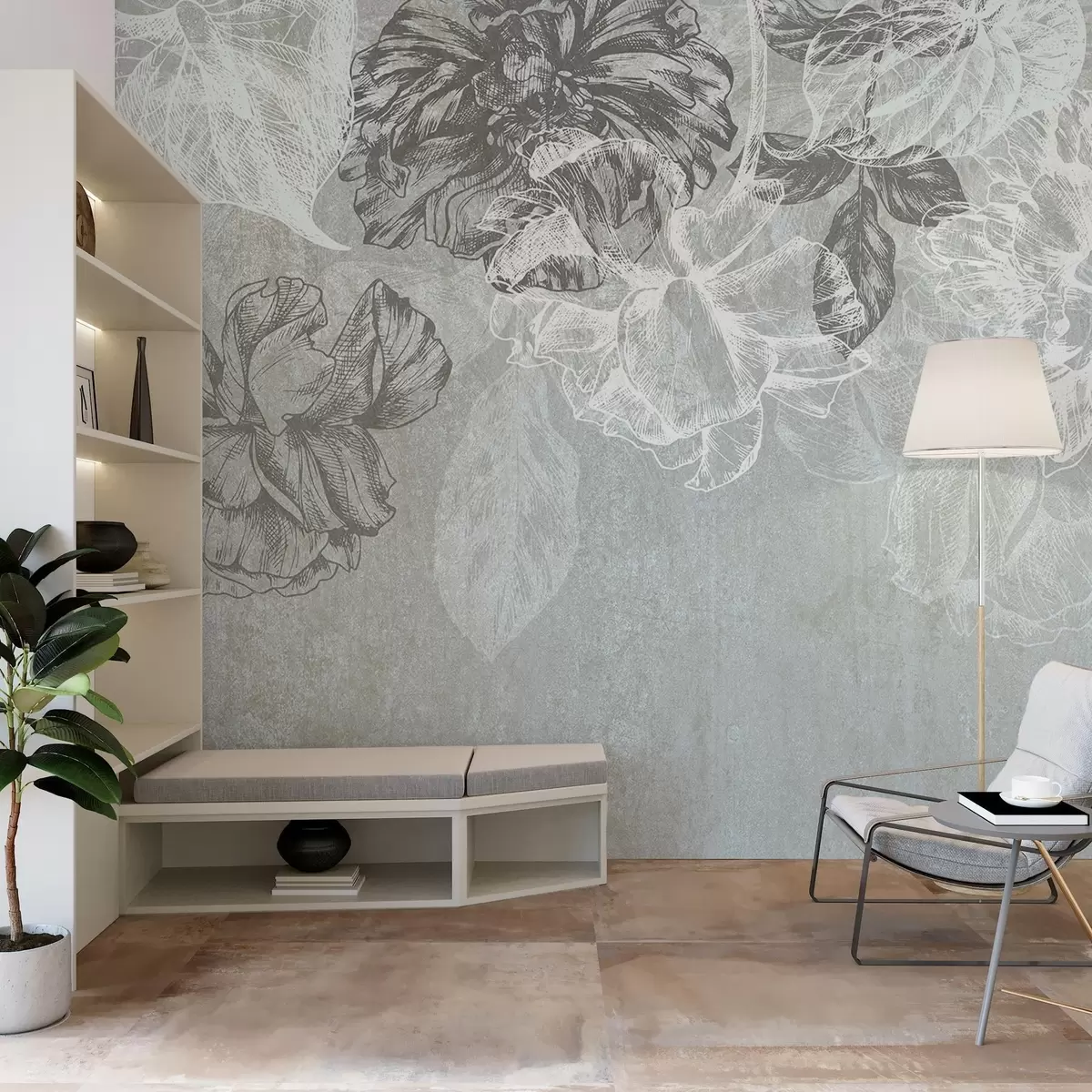 Papier peint Fleurs suspendues en relief w04665