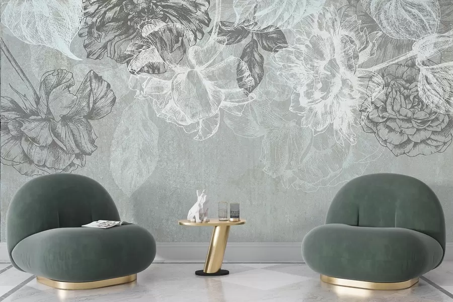 Papier peint Fleurs suspendues en relief w04665