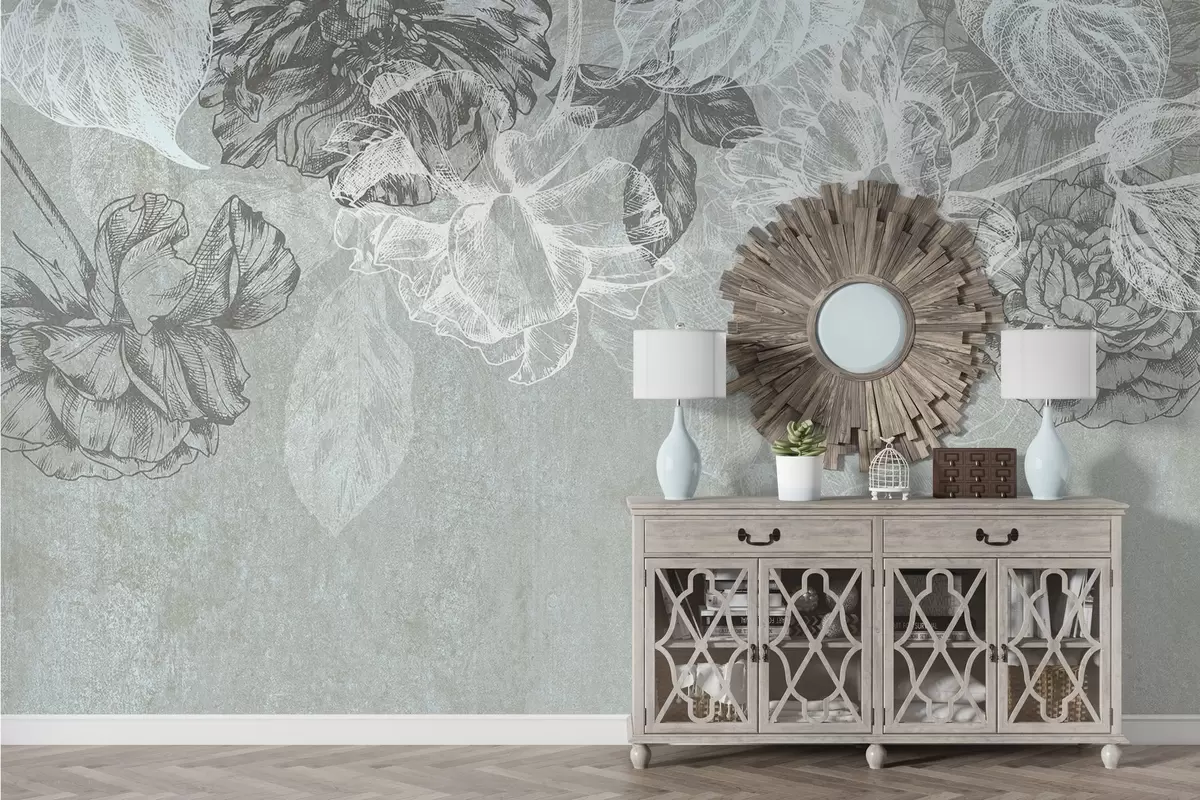 Papier peint Fleurs suspendues en relief w04665