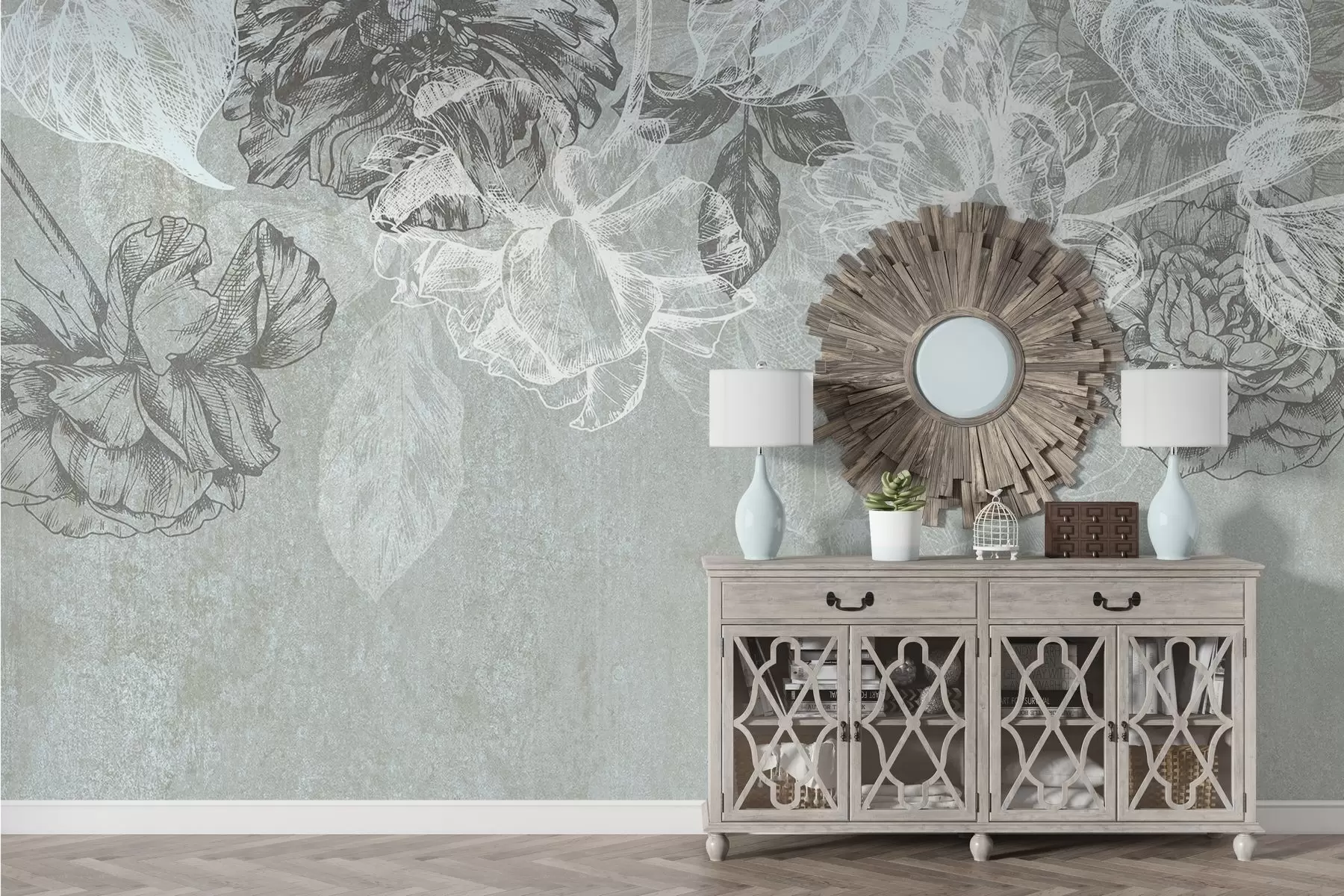 Papier peint Fleurs suspendues en relief w04665