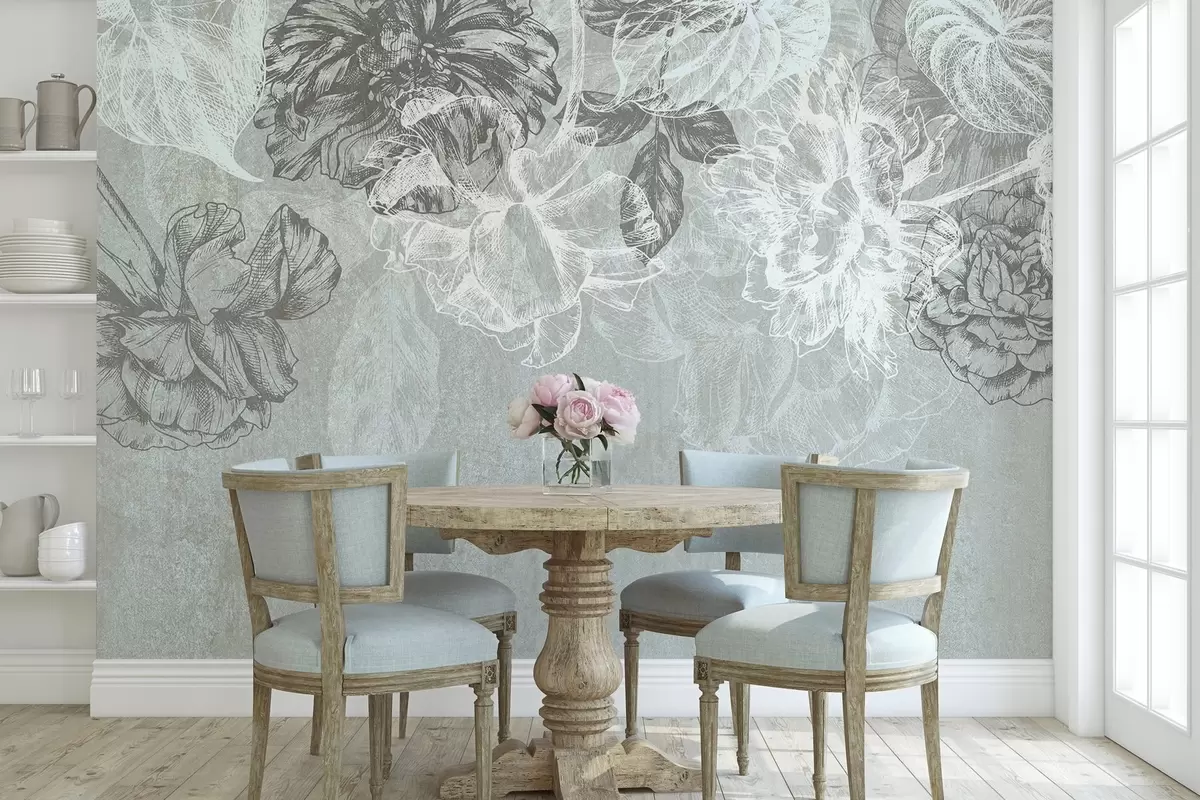 Papier peint Fleurs suspendues en relief w04665