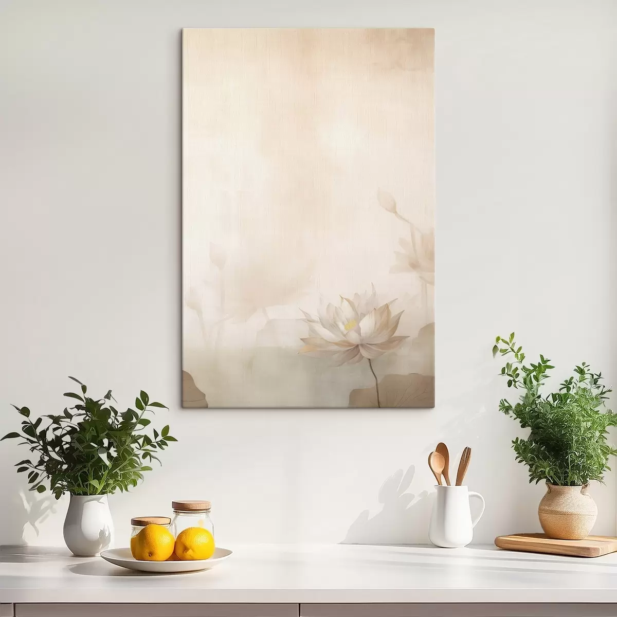 Tableau Fleur de lotus sur fond clair s46070
