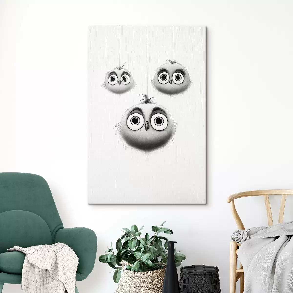 Tableau Trois oiseaux mignons s46072
