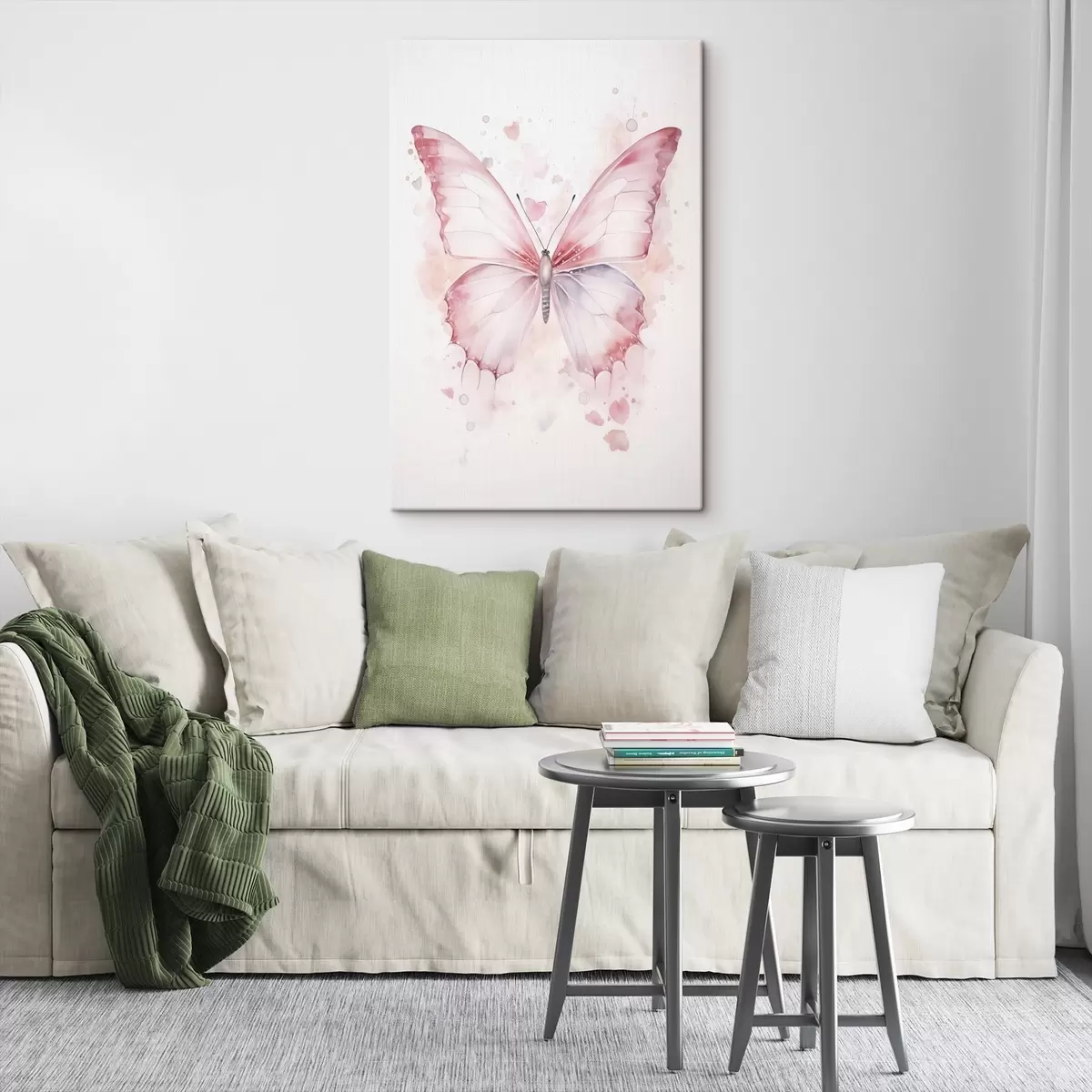 Tableau Papillon rose, technique aquarelle s46073