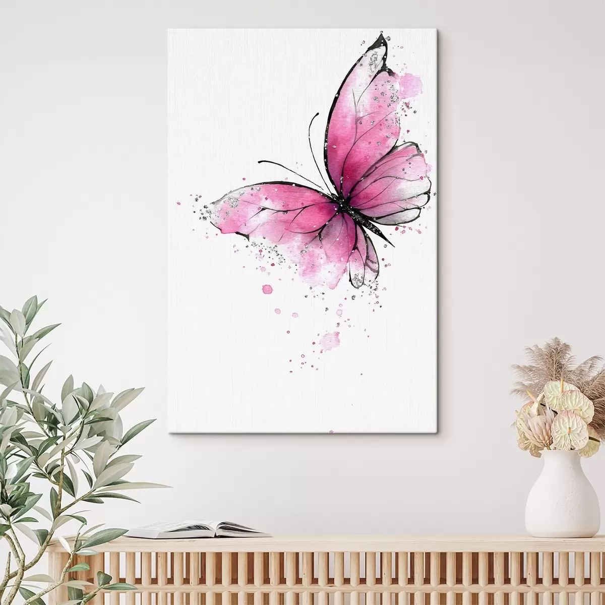 Tableau Papillon rose s46076