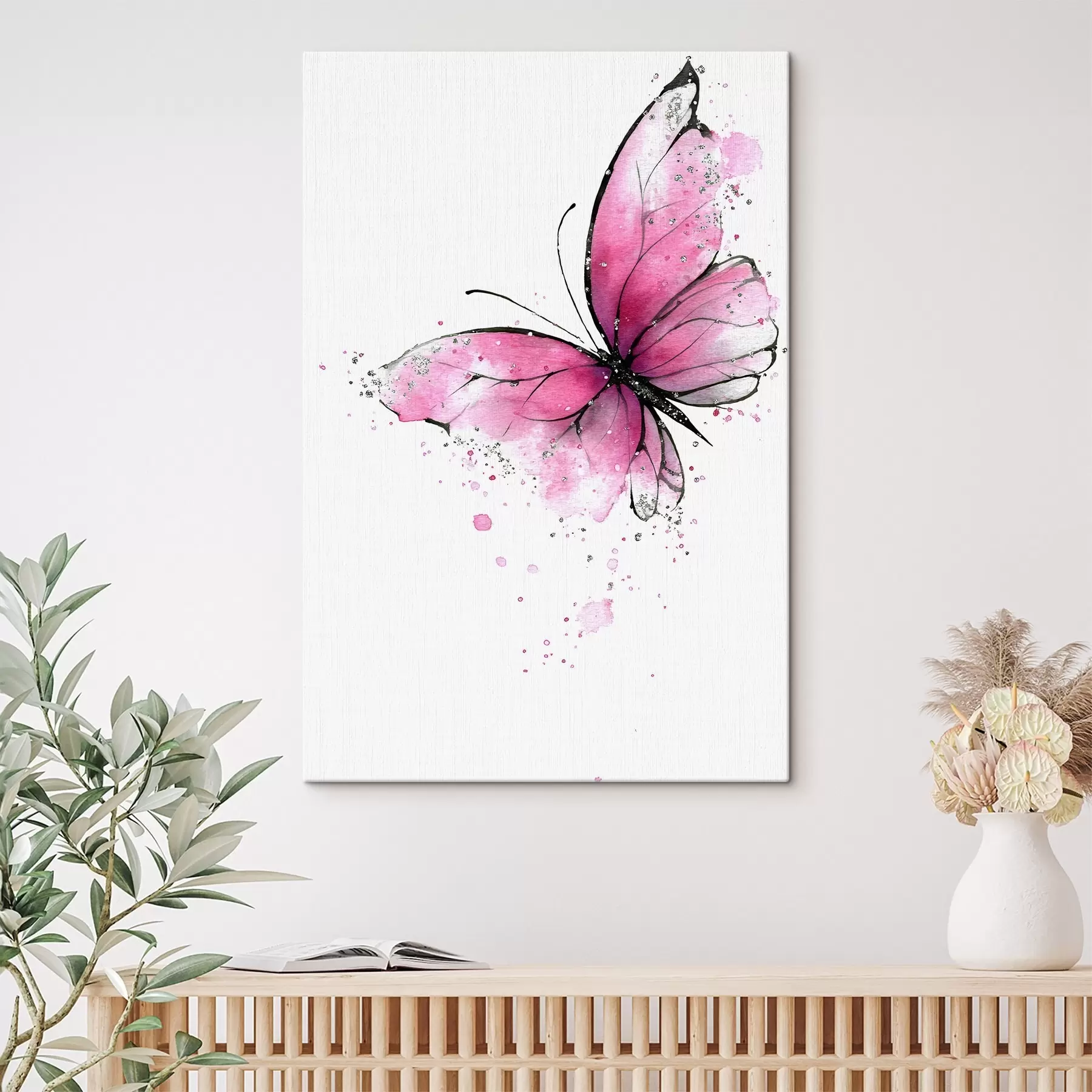 Tableau Papillon rose s46076