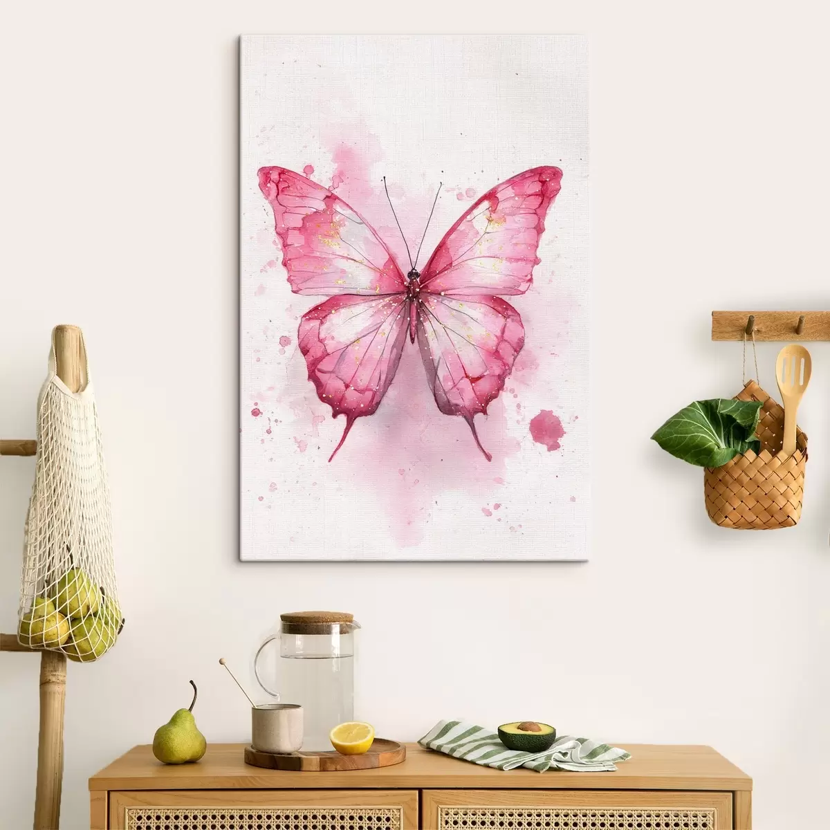 Tableau Papillon délicat sur fond aquarelle s46077