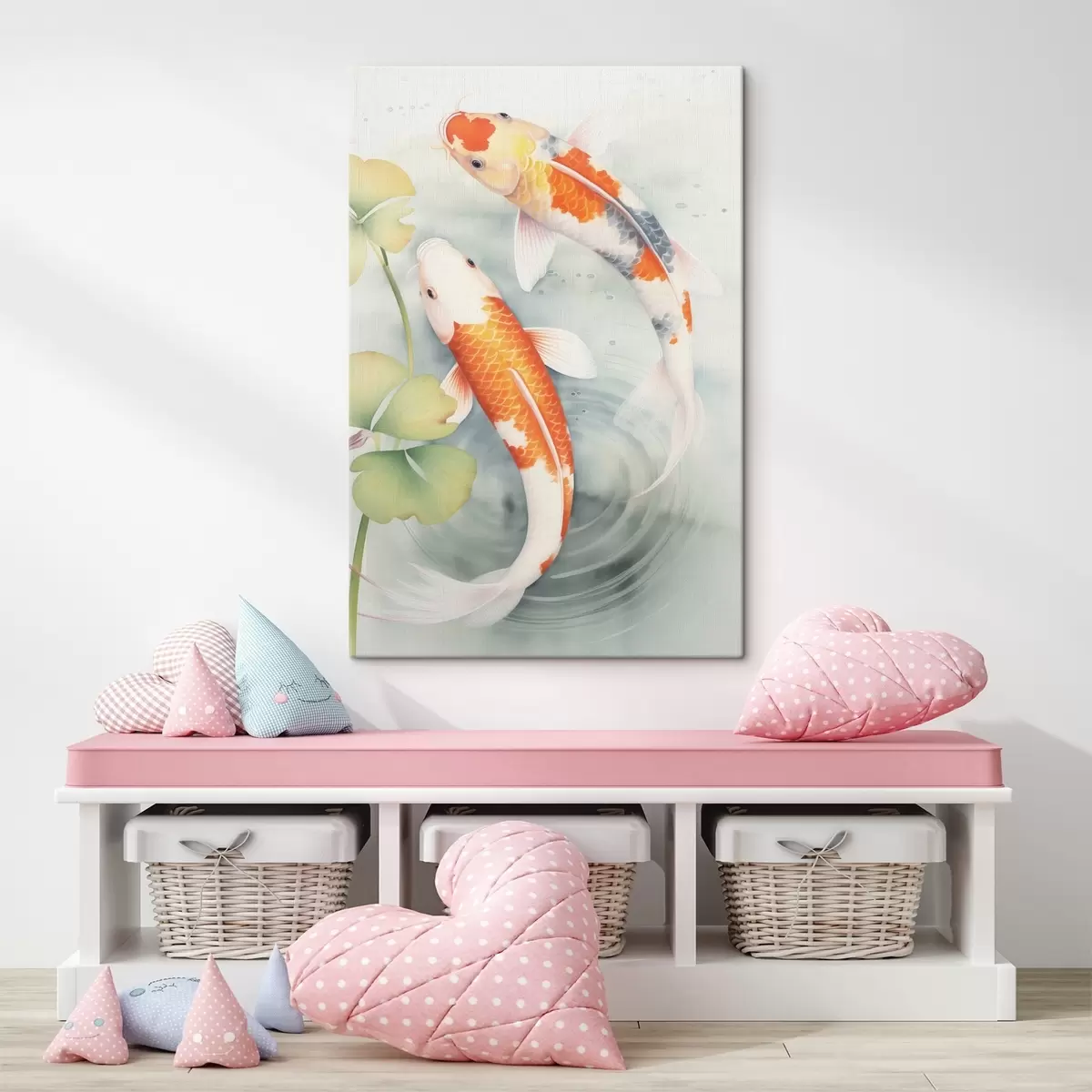 Tableau Deux magnifiques poissons dans un étang s46086