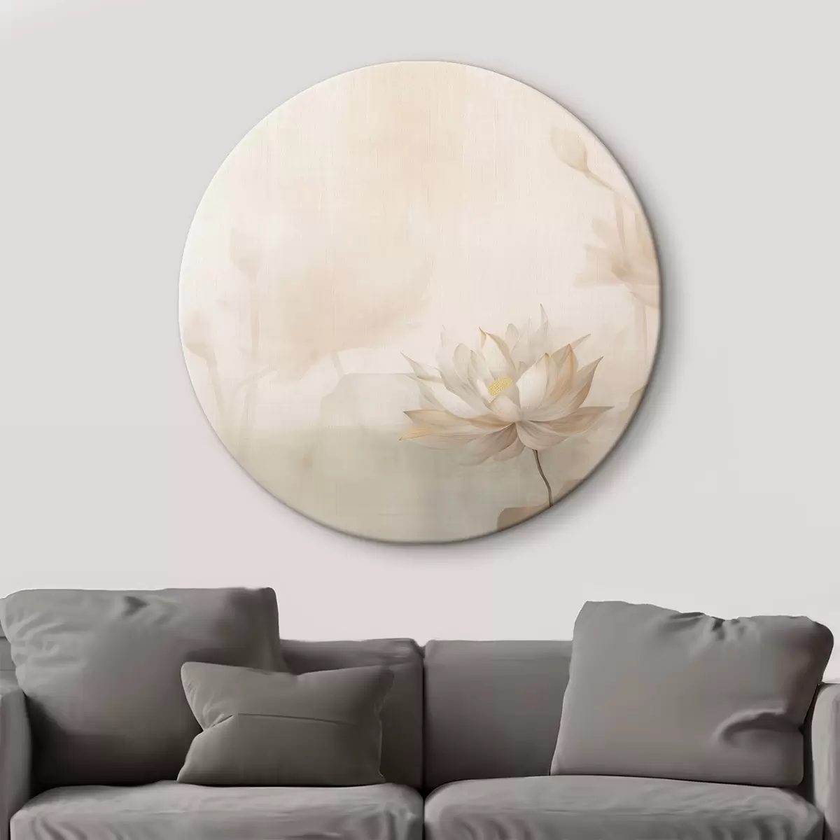 Tableaux rondes Fleur de lotus sur fond clair r46070