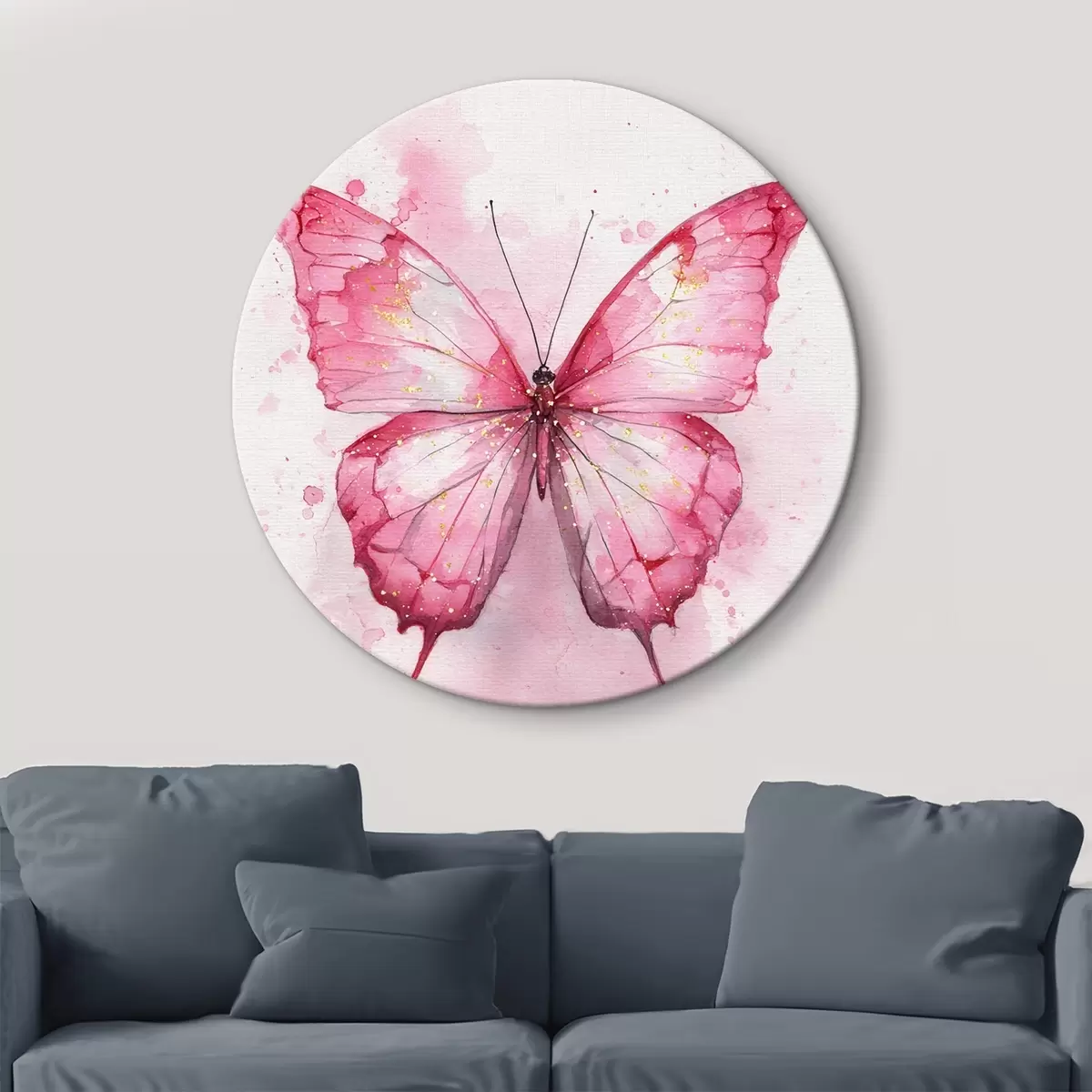 Tableaux rondes Papillon délicat sur fond aquarelle r46077