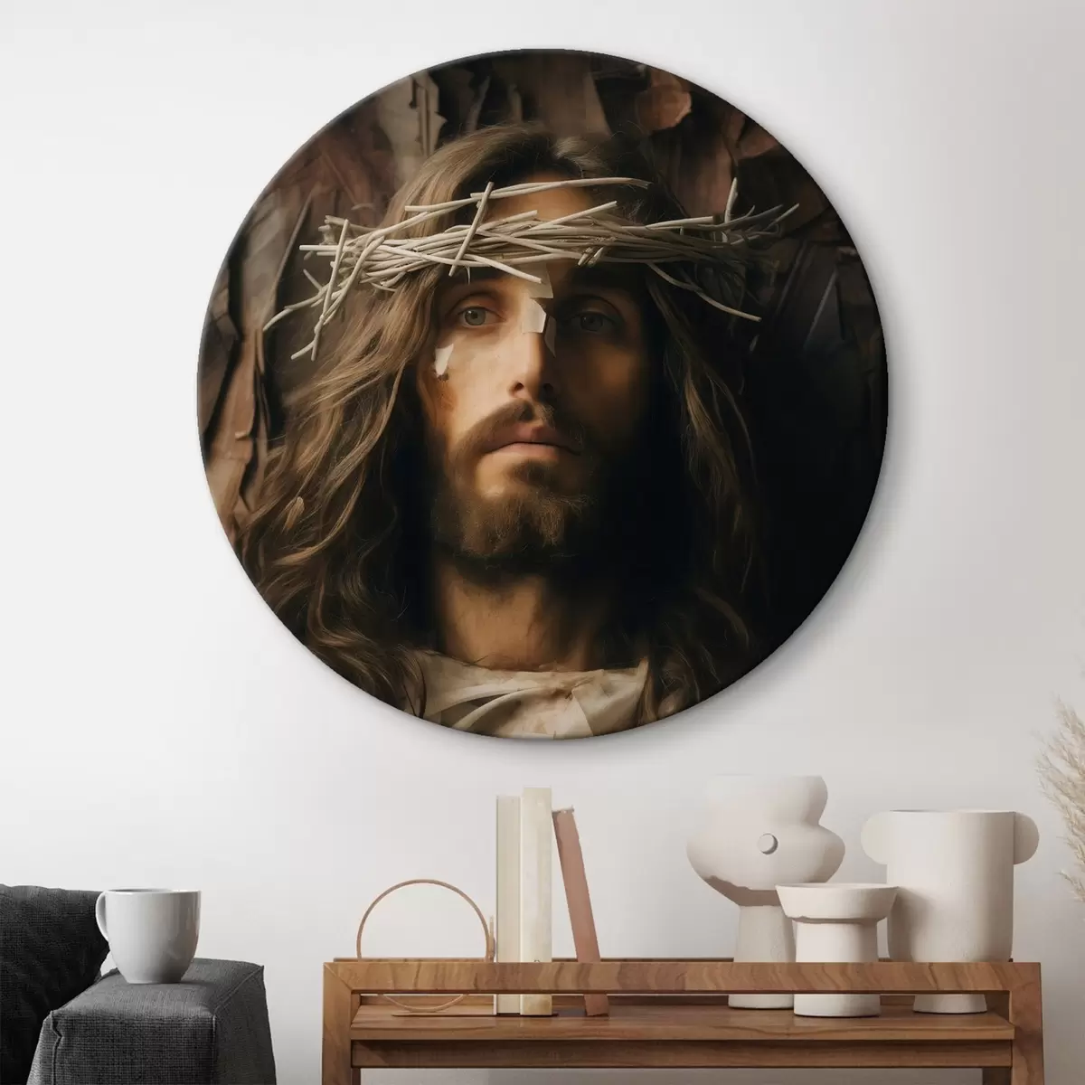 Tableaux rondes Portrait de Jésus r46078