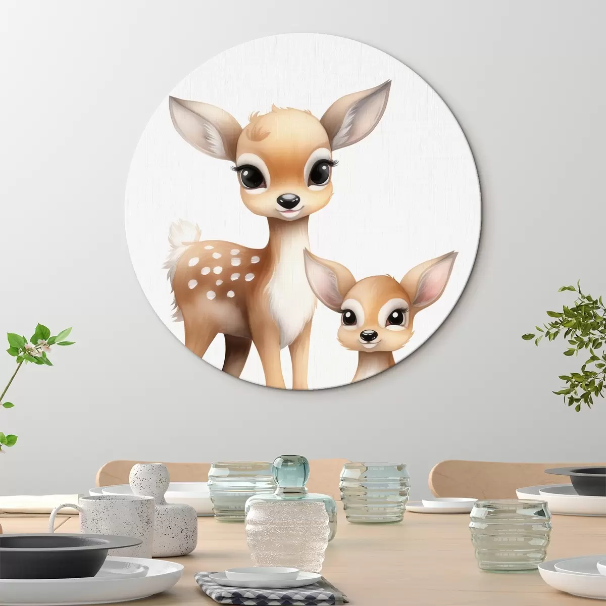 Tableaux rondes Deux faons r46080