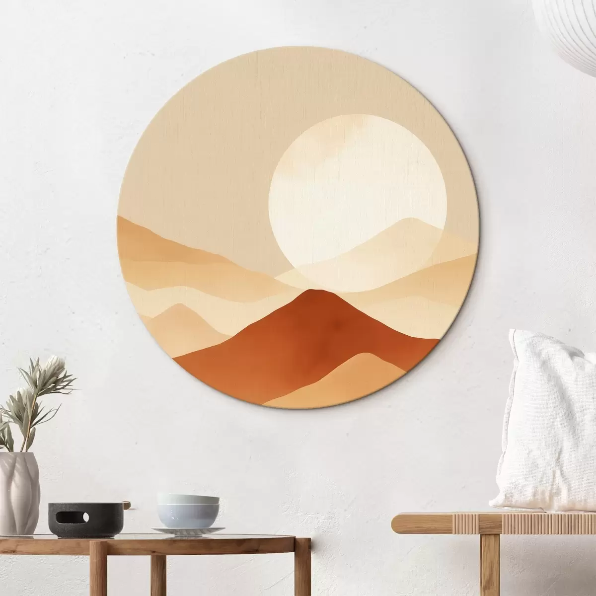 Tableaux rondes Une lune immense sur fond r46083
