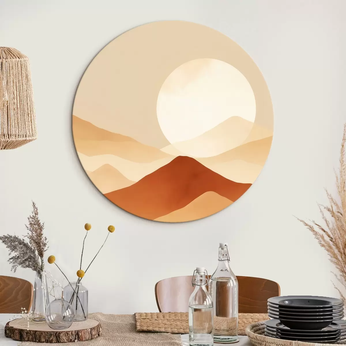 Tableaux rondes Une lune immense sur fond r46083