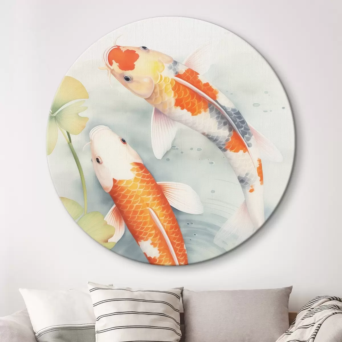 Tableaux rondes Deux magnifiques poissons dans un étang r46086