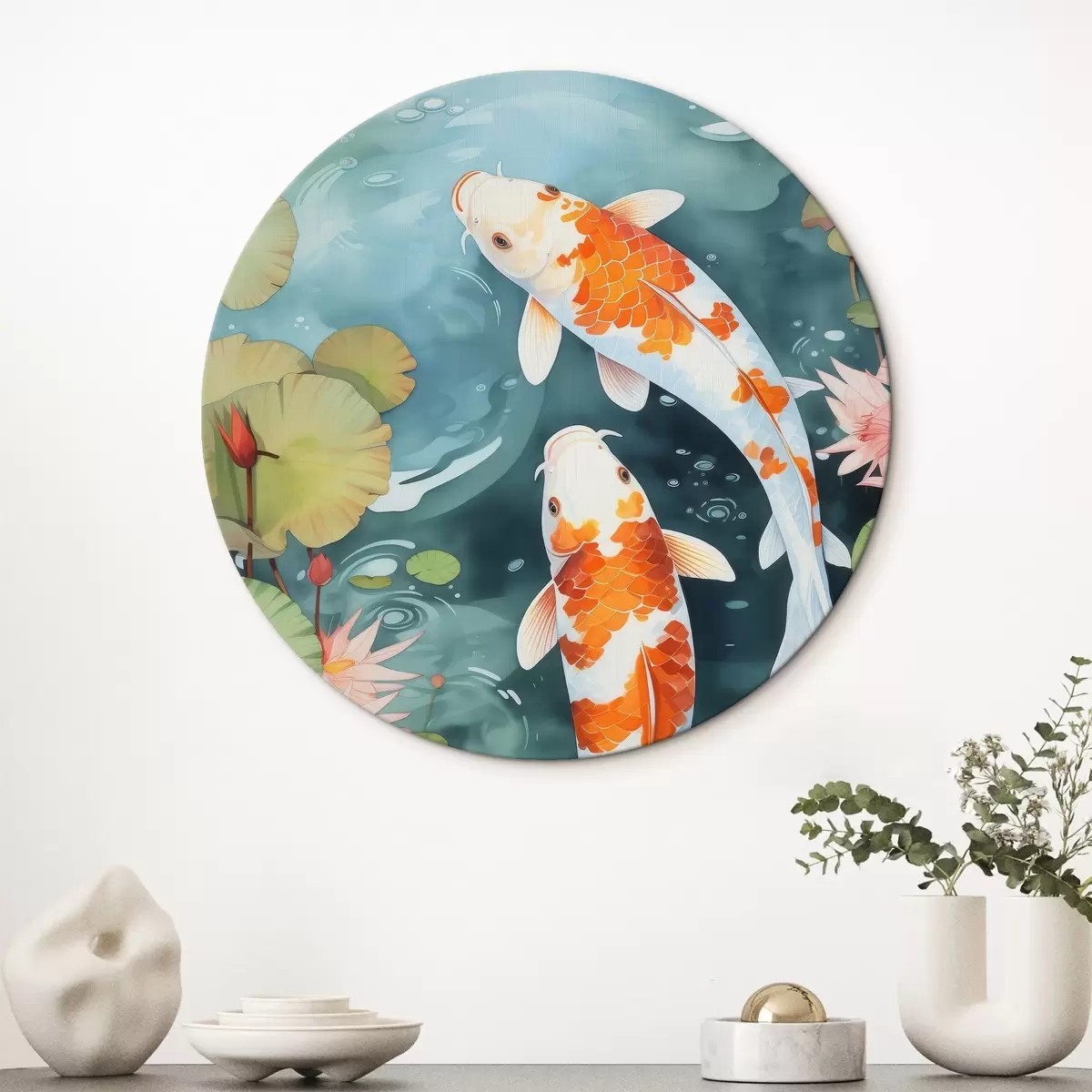 Tableaux rondes Poisson dans un étang r46087