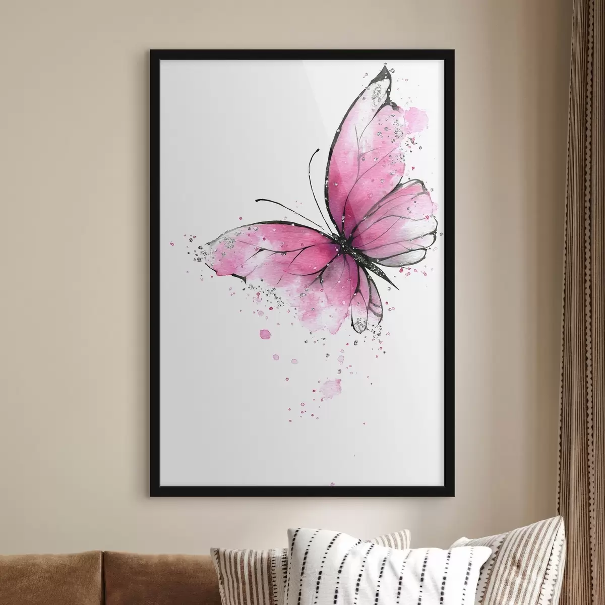 Poster Papillon rose f46076