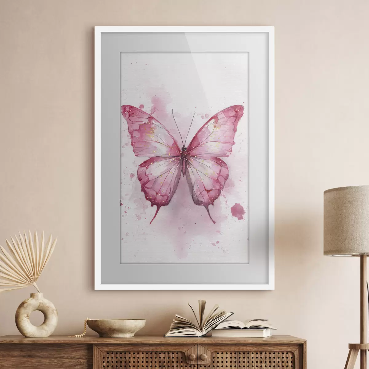 Poster Papillon délicat sur fond aquarelle f46077
