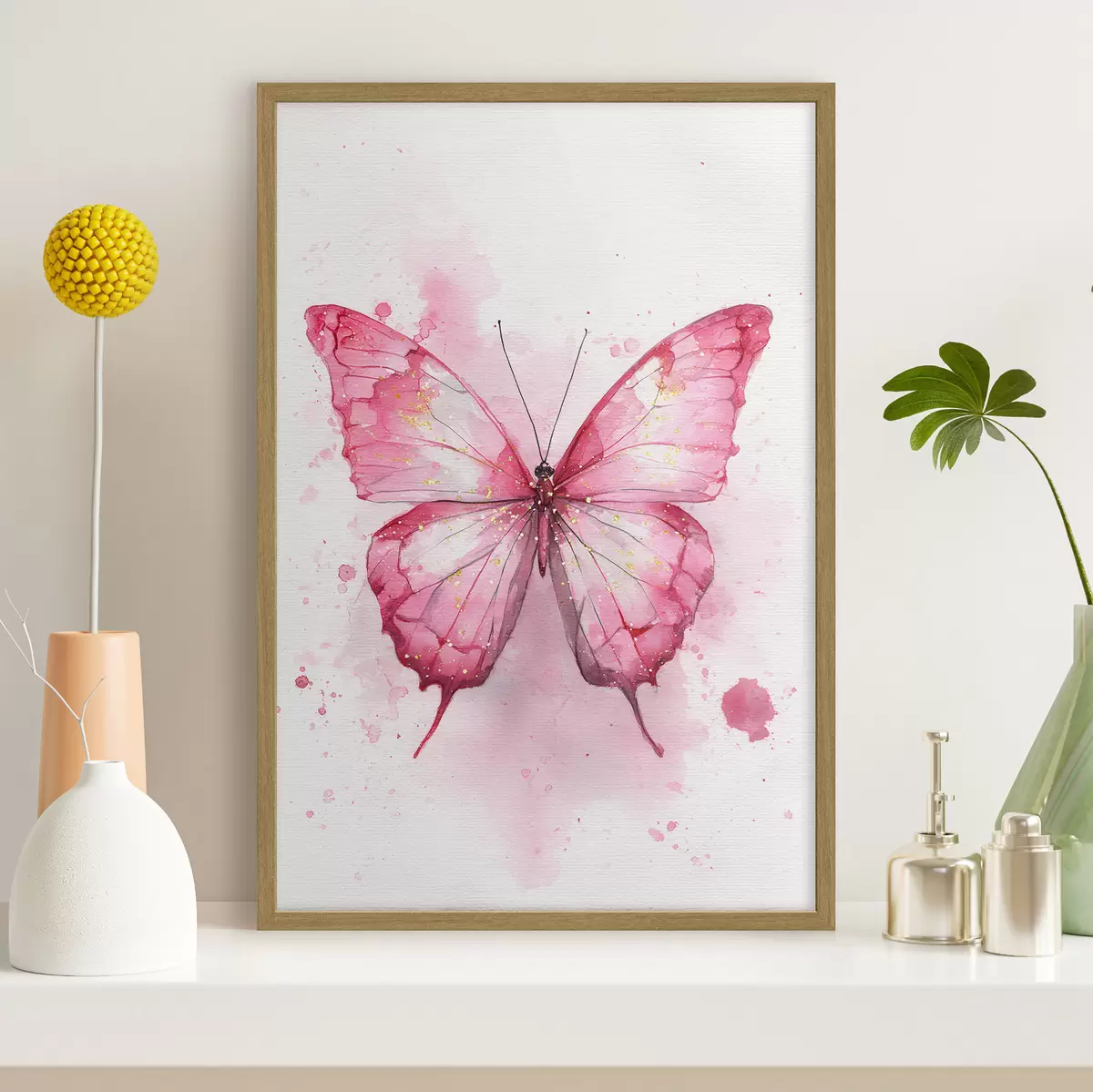 Poster Papillon délicat sur fond aquarelle f46077
