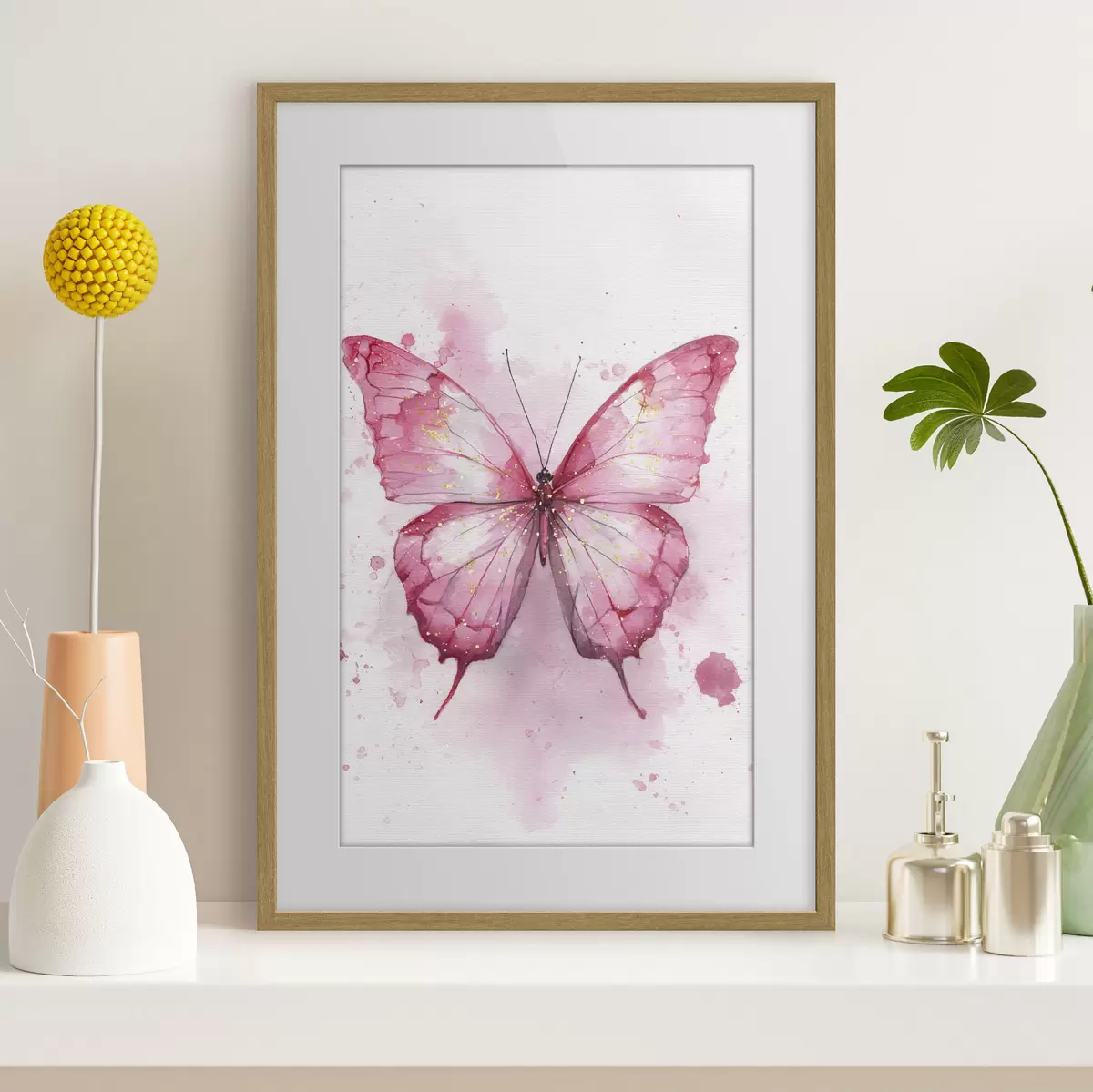 Poster Papillon délicat sur fond aquarelle f46077