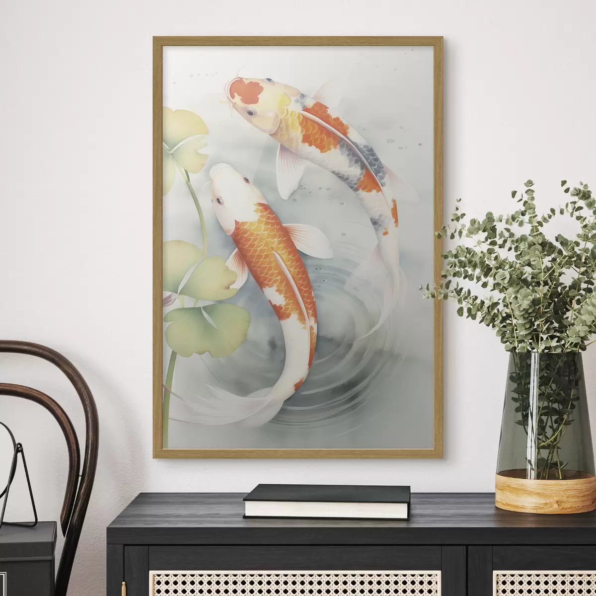 Poster Deux magnifiques poissons dans un étang f46086