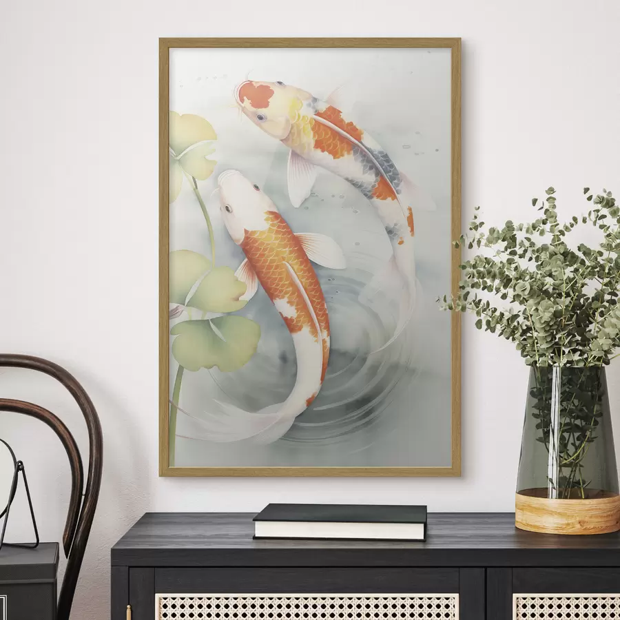 Papier peint Deux magnifiques poissons dans un étang f46086