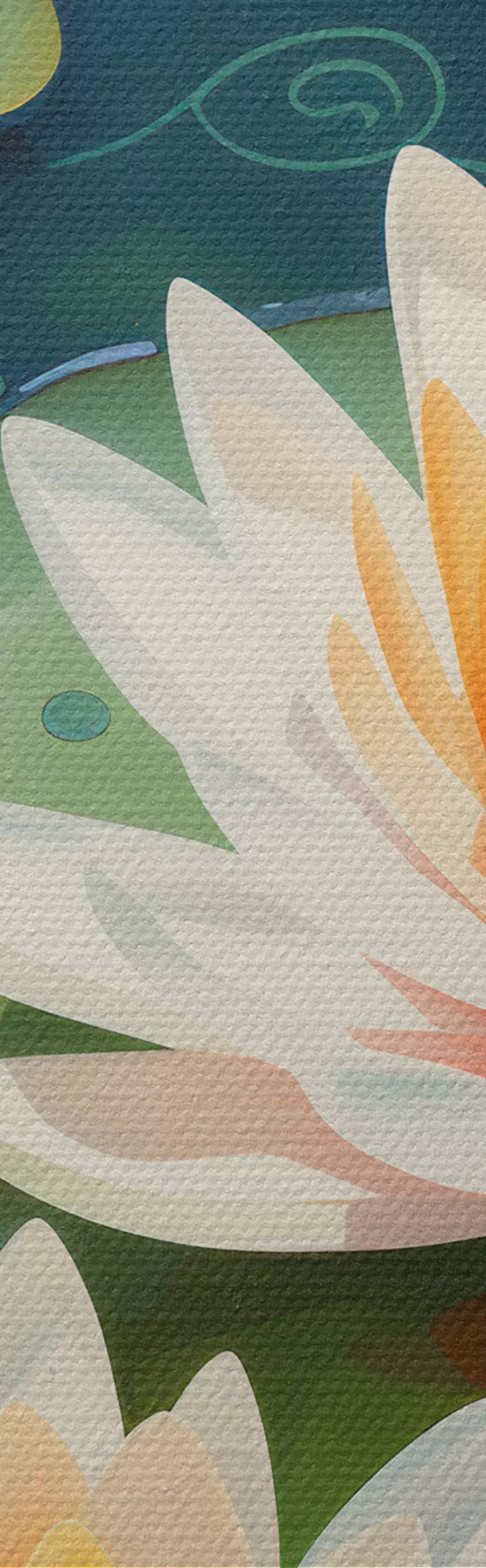 Tableau Poissons dans un étang et fleurs de lotus m00867