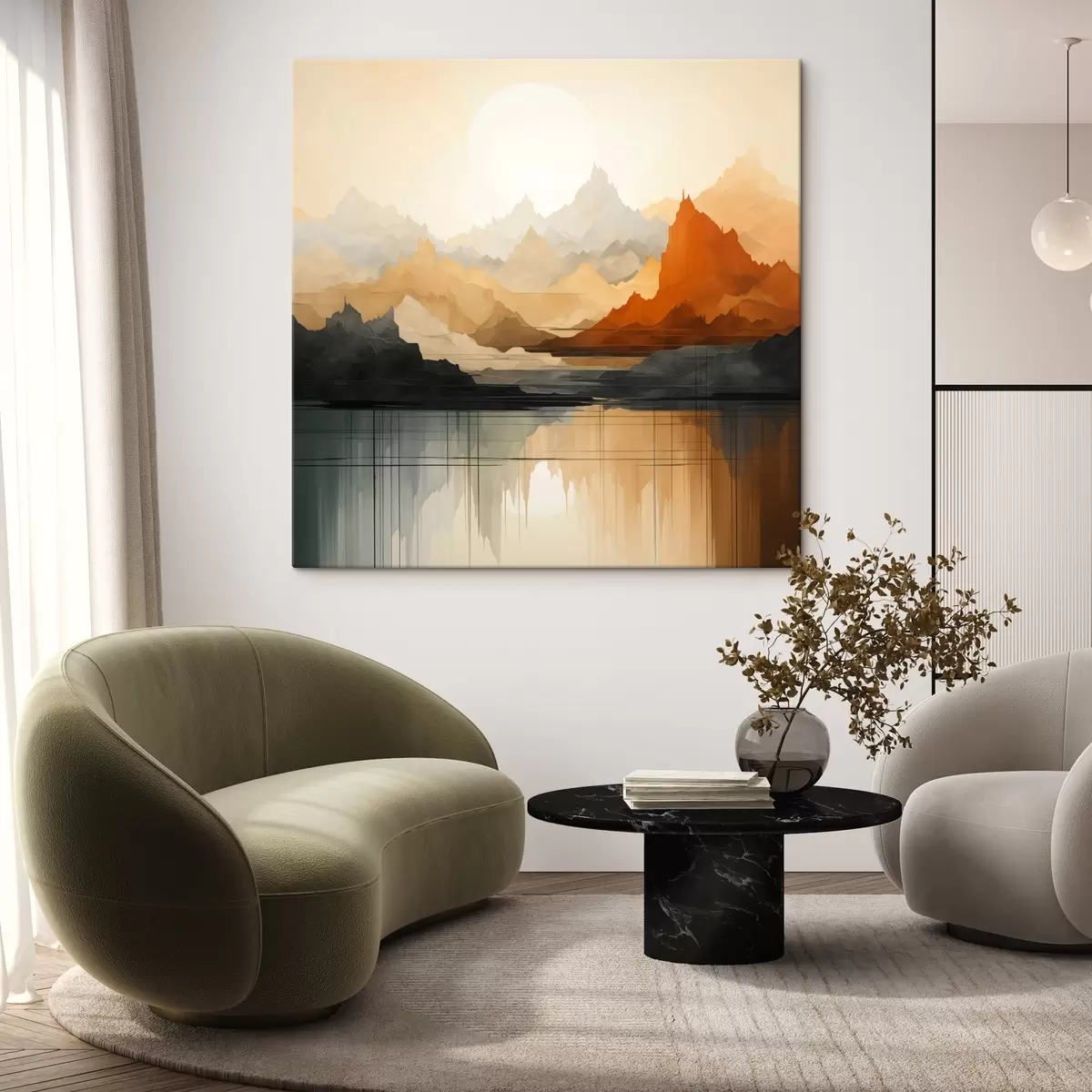 Tableau Paysage de montagne abstrait s46140