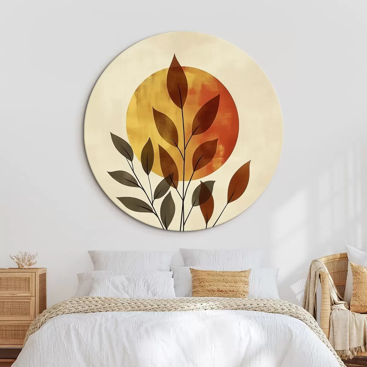 Tableaux rondes Branche avec feuilles r46132