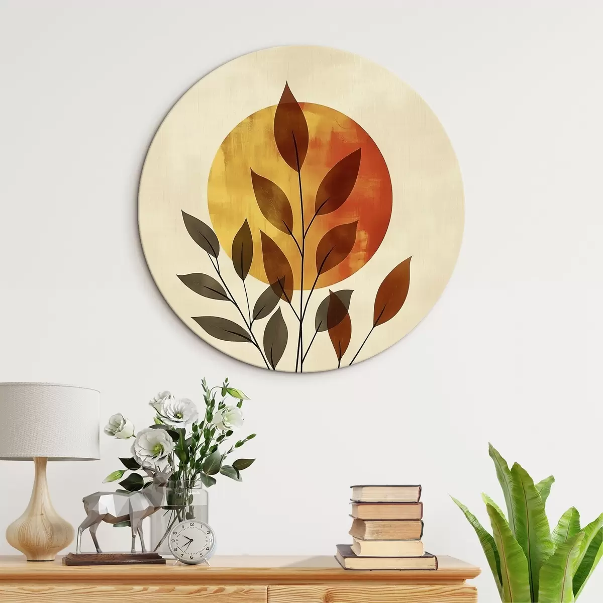 Tableaux rondes Branche avec feuilles r46132