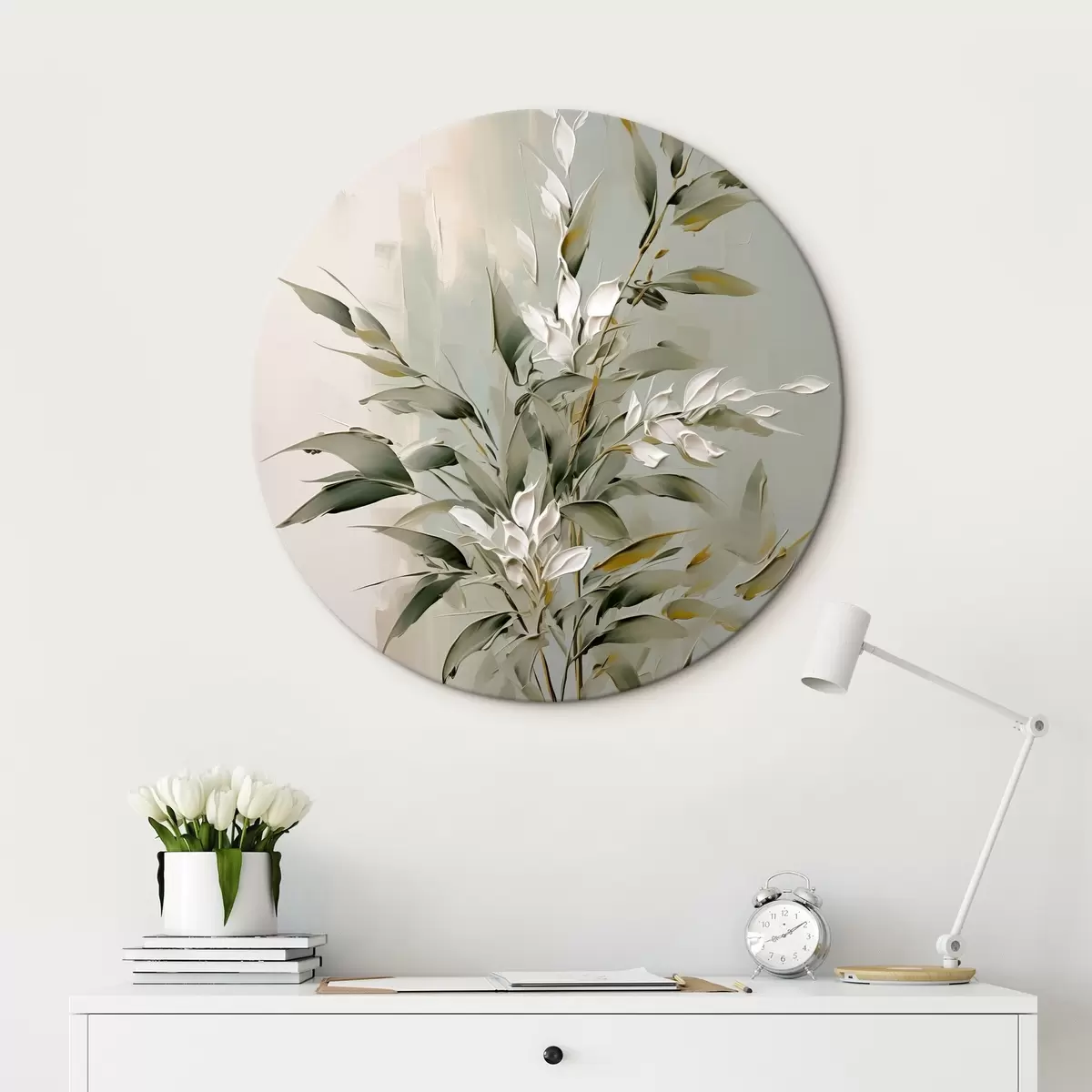 Tableaux rondes Branche abstraite avec des feuilles r46135