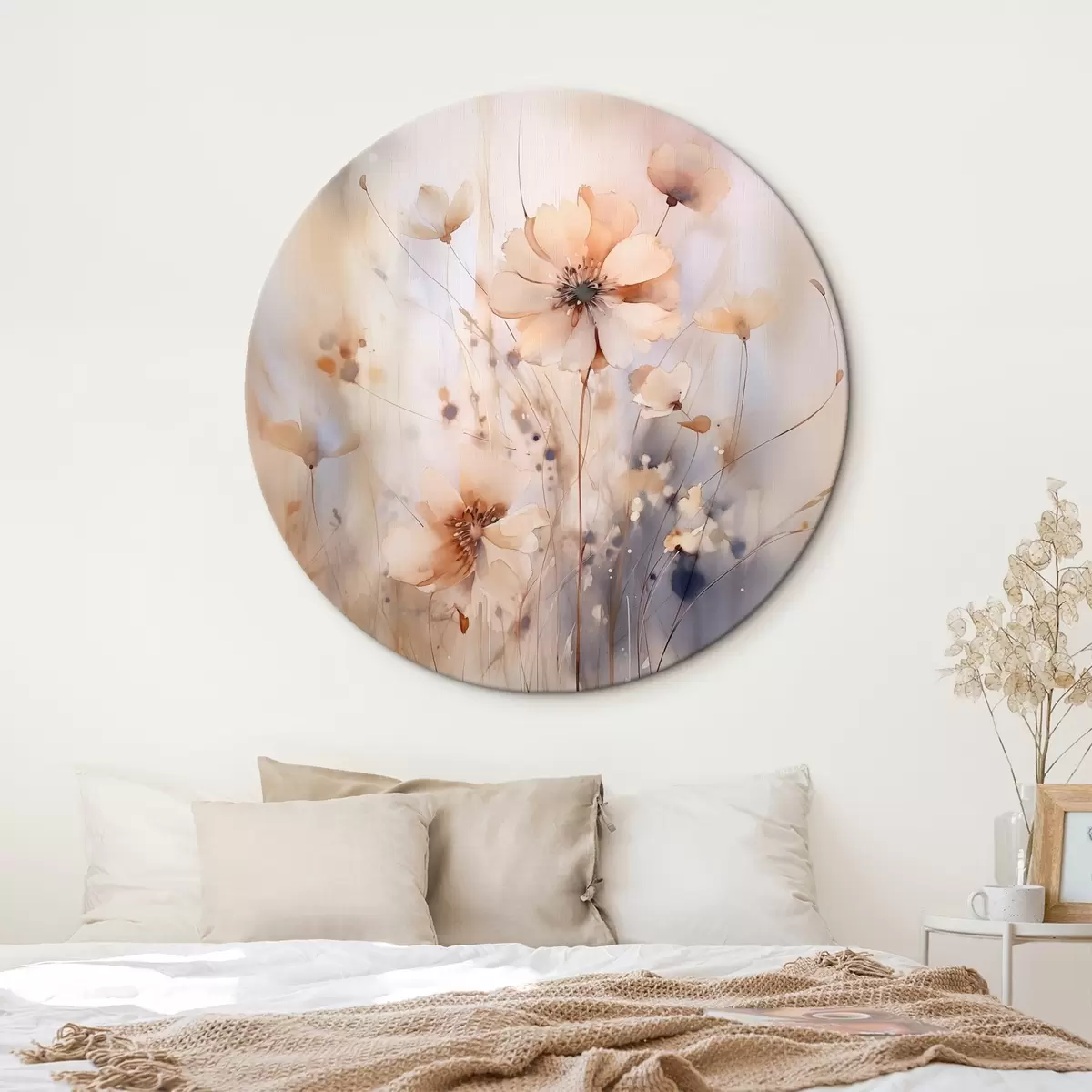 Tableaux rondes Fleurs sauvages abstraites délicates r46139