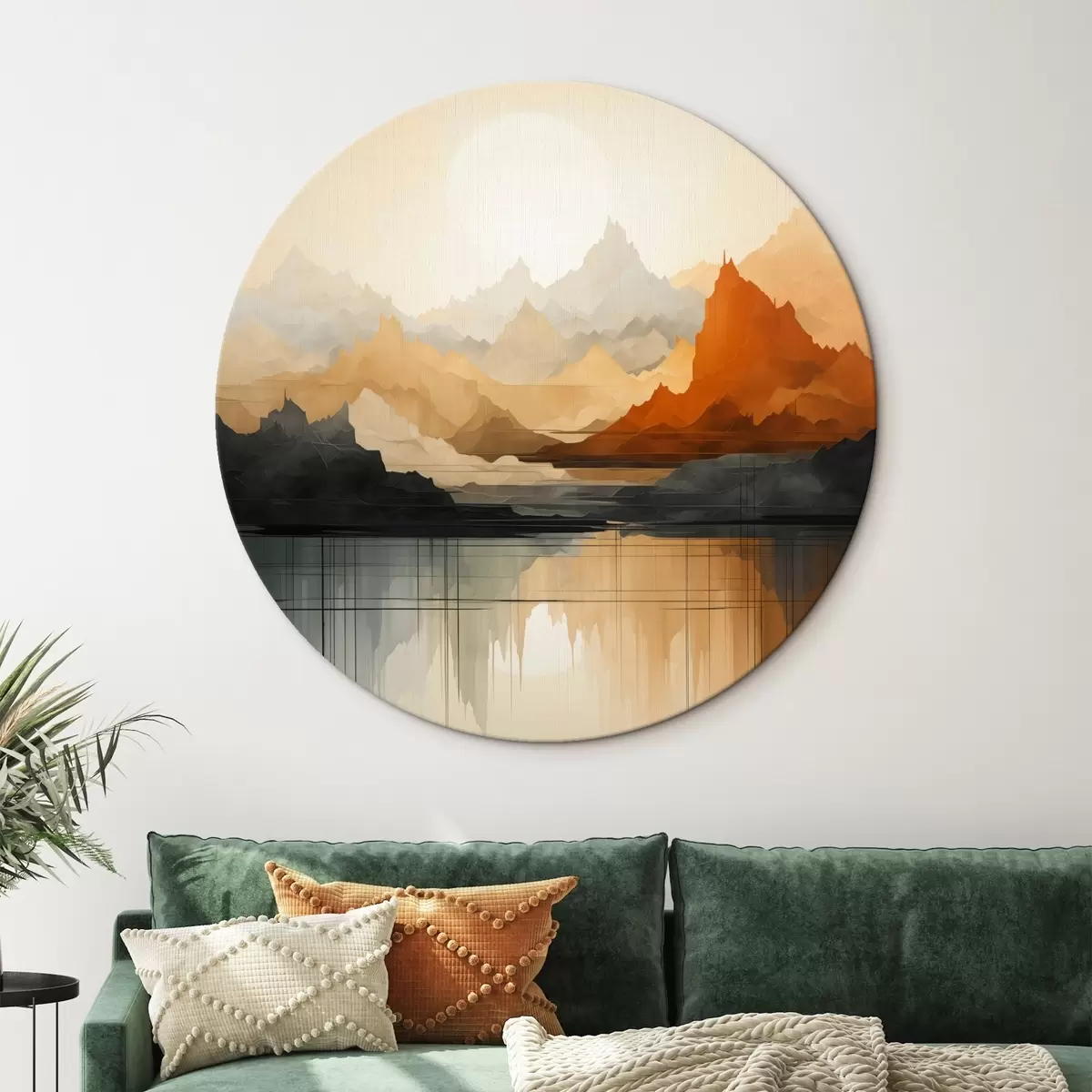 Tableaux rondes Paysage de montagne abstrait r46140