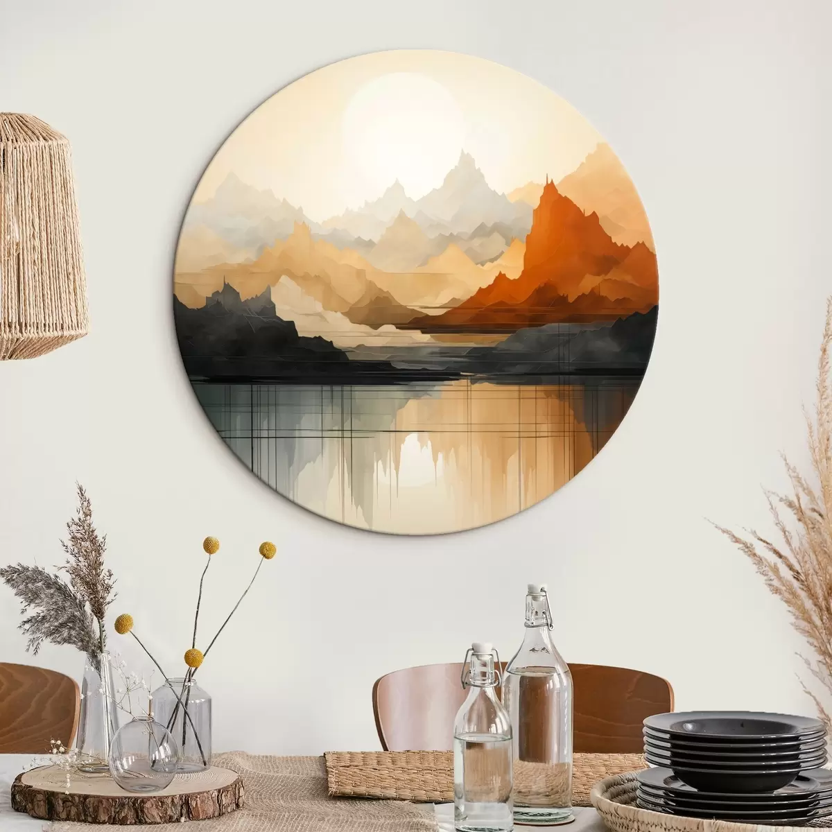 Tableaux rondes Paysage de montagne abstrait r46140