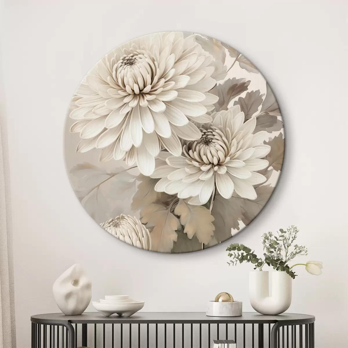 Tableaux rondes Chrysanthèmes abstraits r46261