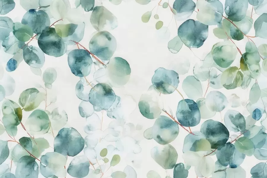 Papier peint Feuilles d'eucalyptus aquarelle w04690