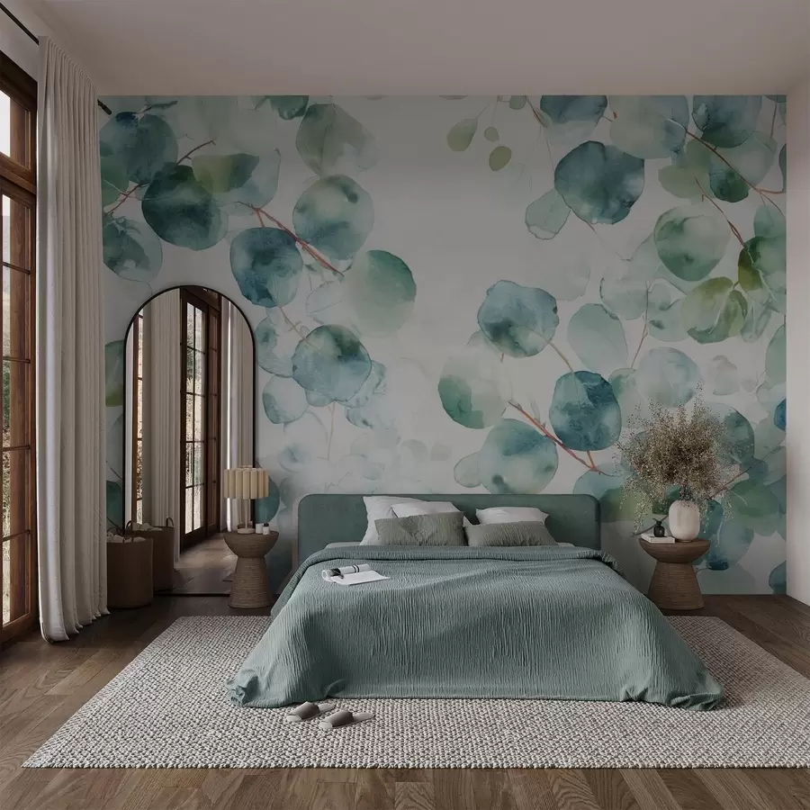 Papier peint Feuilles d'eucalyptus aquarelle w04690
