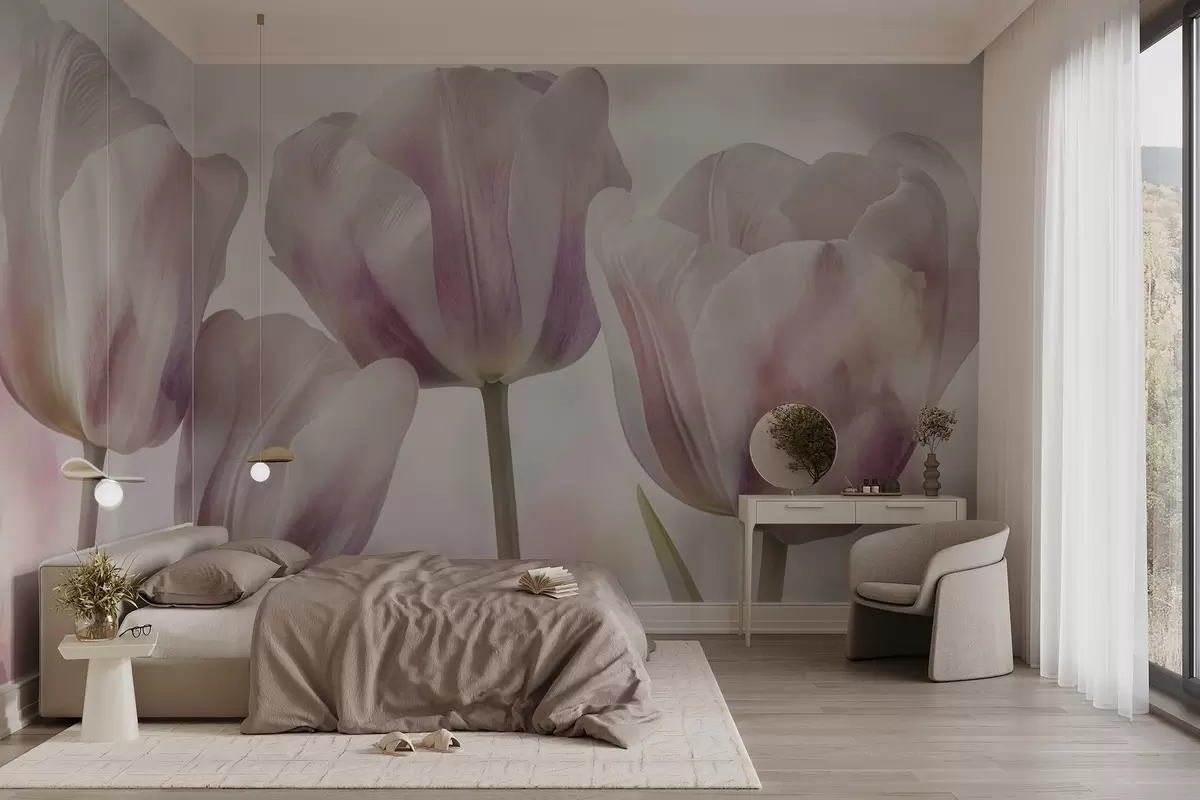 Papier peint Tulipes aux couleurs douces w04700