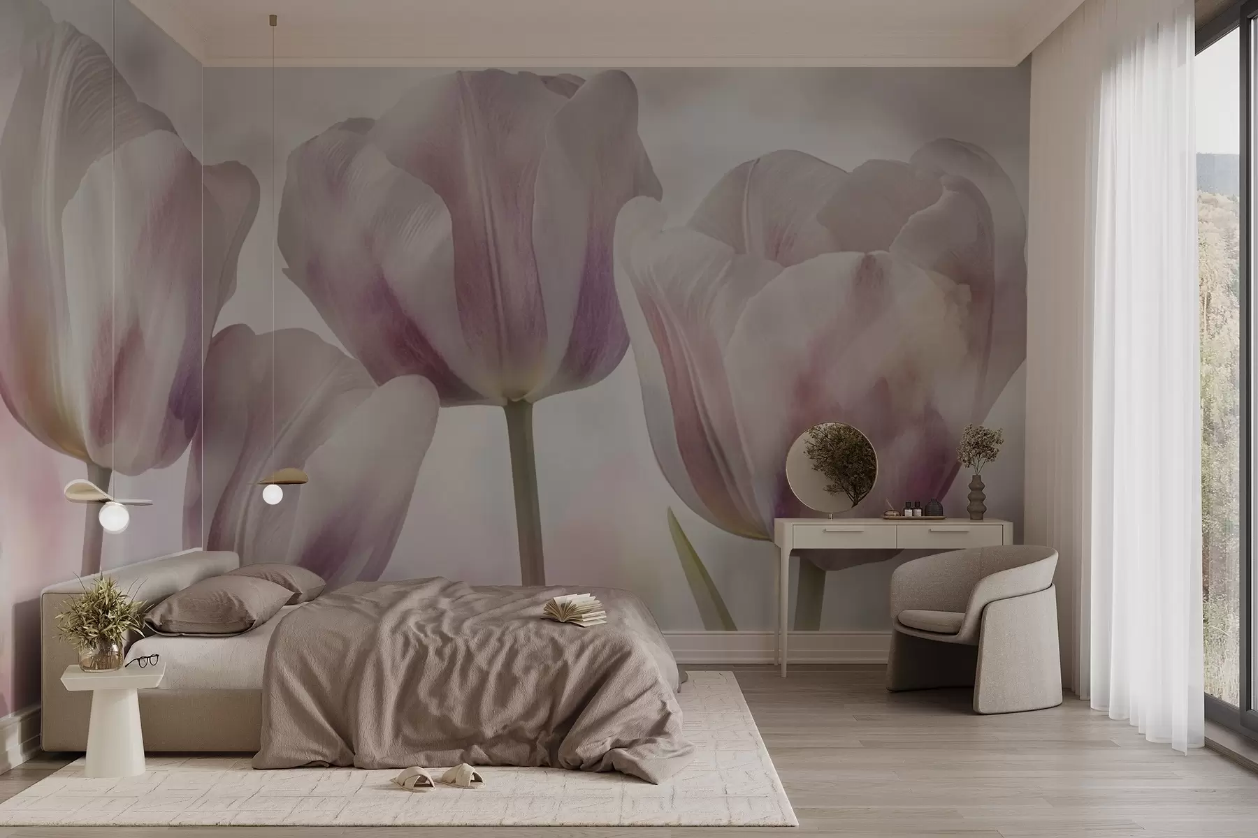 Papier peint Tulipes aux couleurs douces w04700