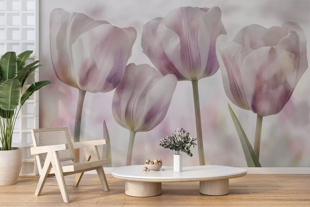 Papier peint Tulipes aux couleurs douces w04700