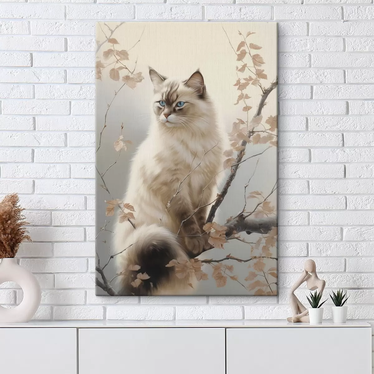 Tableau Un chat sur une branche d'arbre s46300