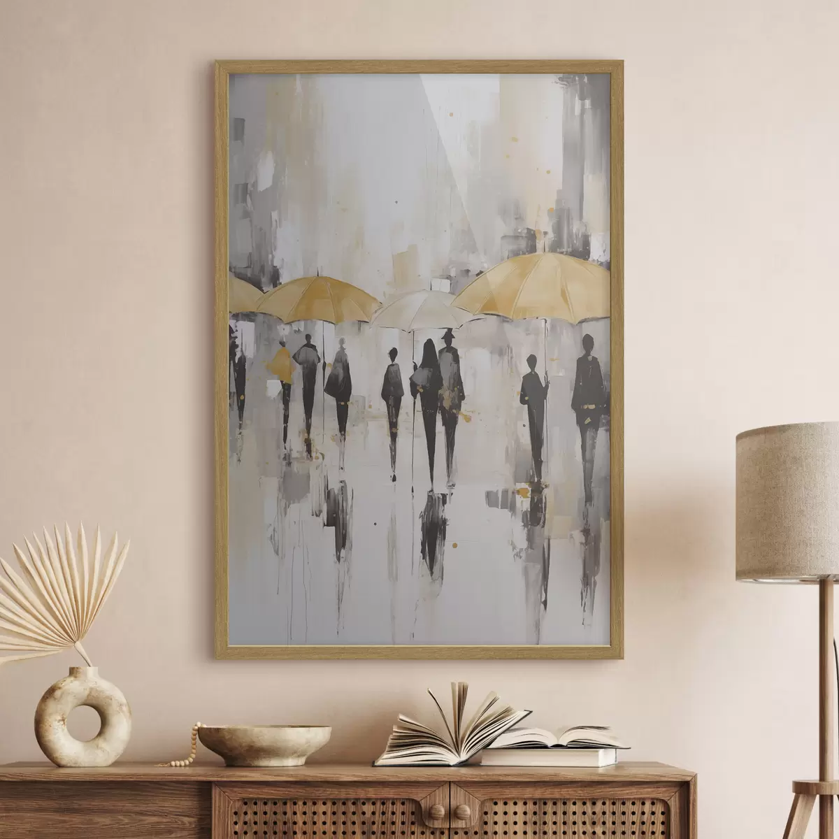 Poster Abstraction de personnes avec des parapluies f46304
