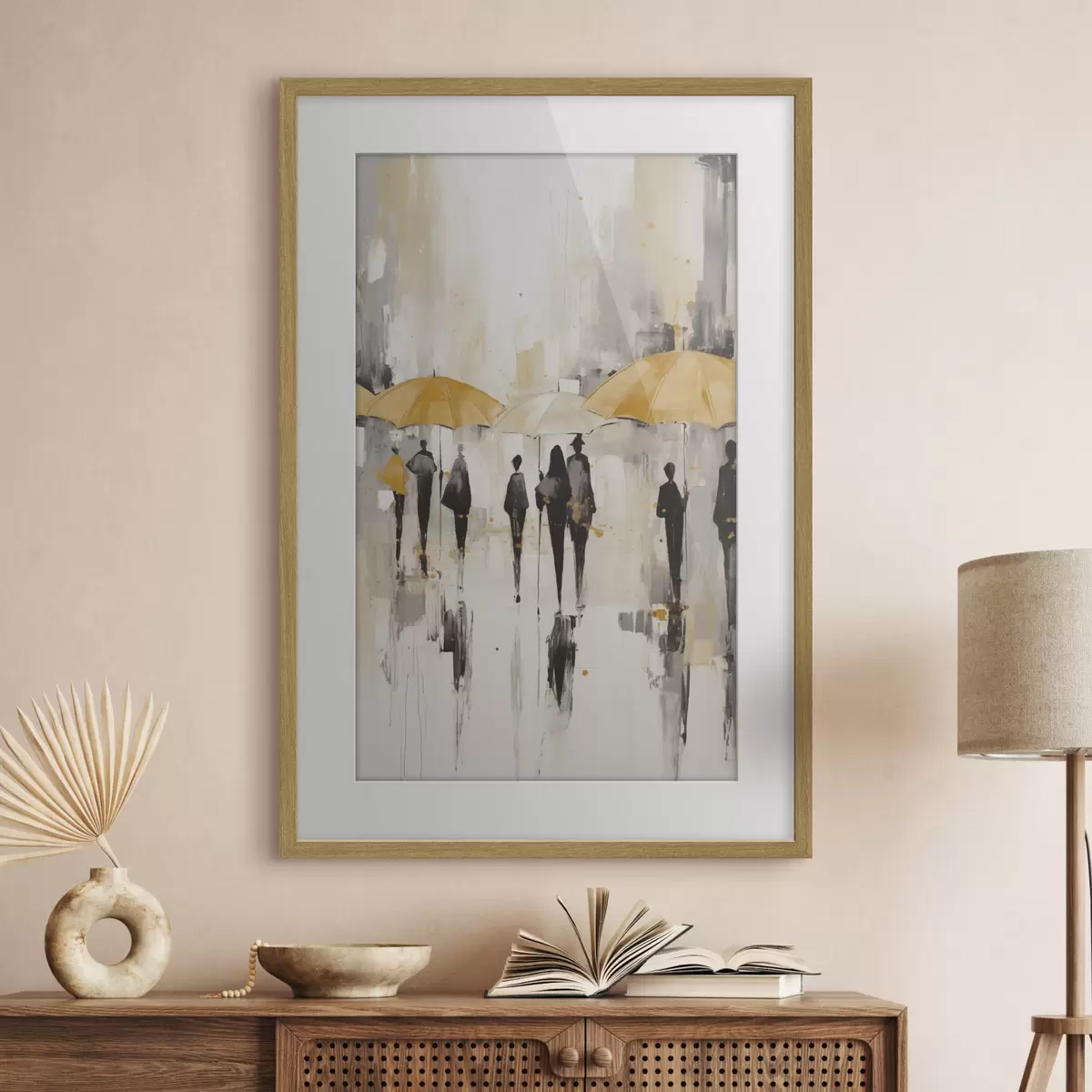 Poster Abstraction de personnes avec des parapluies f46304