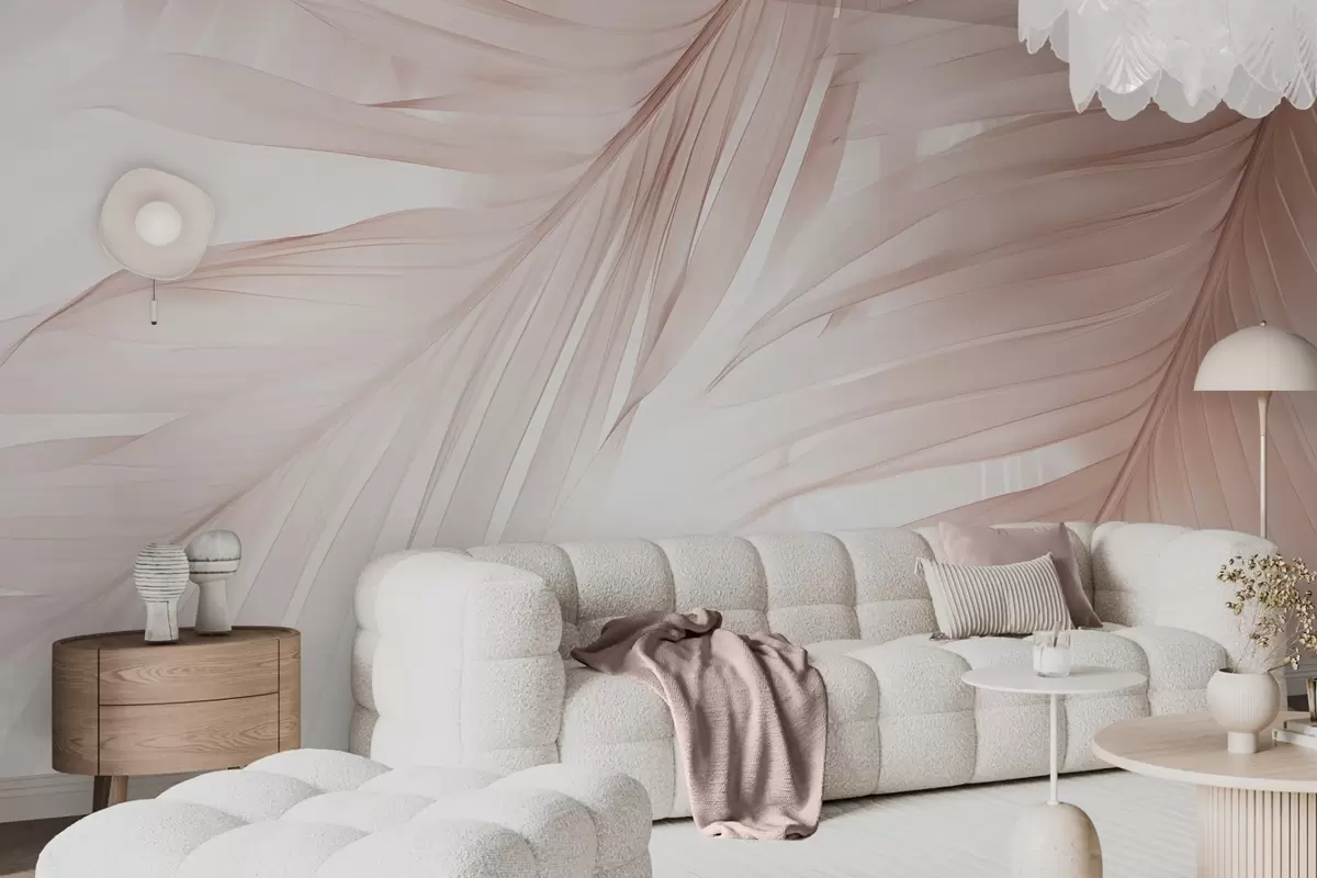 Papier peint Feuilles de fougère dans les tons roses w04727v2
