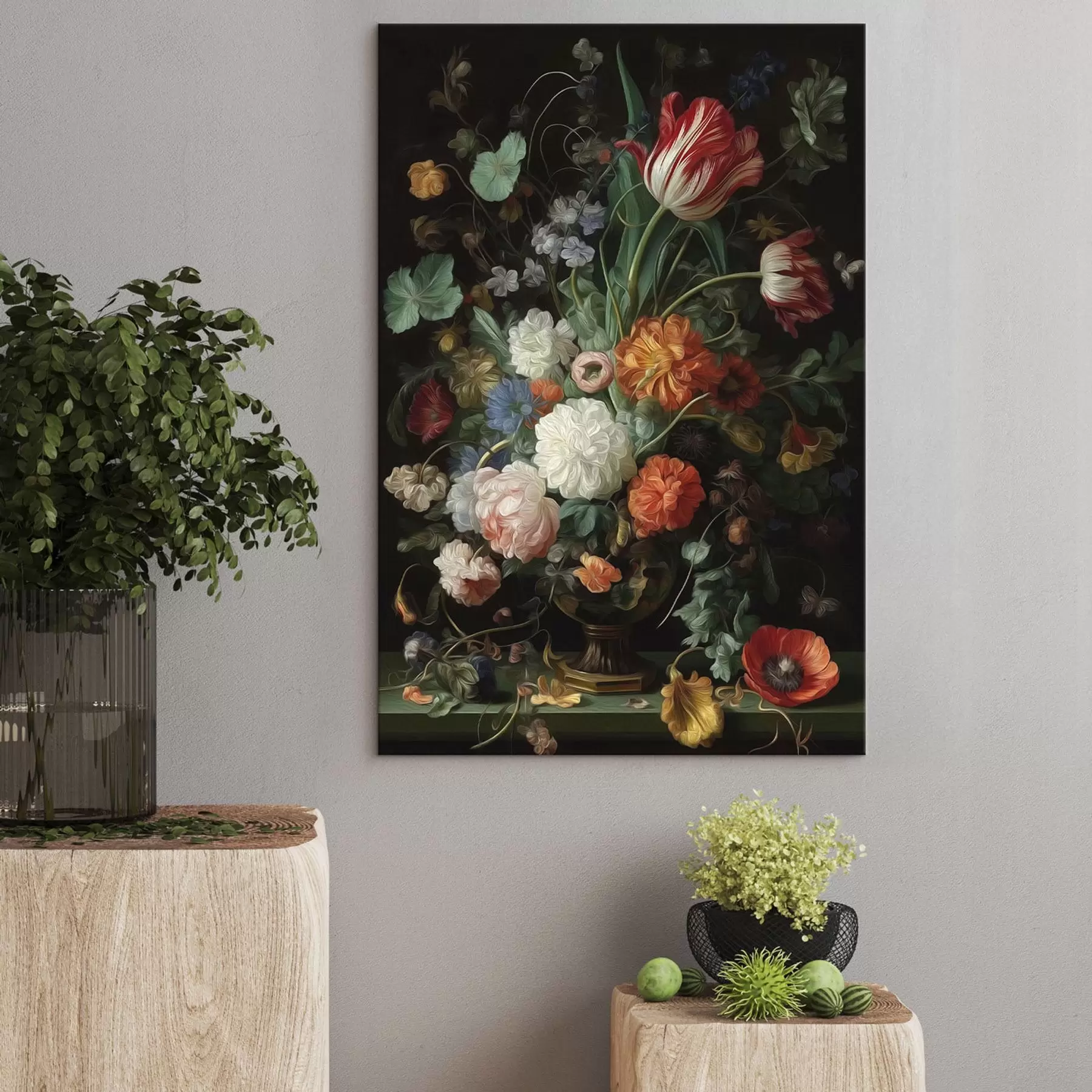 Tableau Composition florale dans le style des natures mortes anciennes s46145