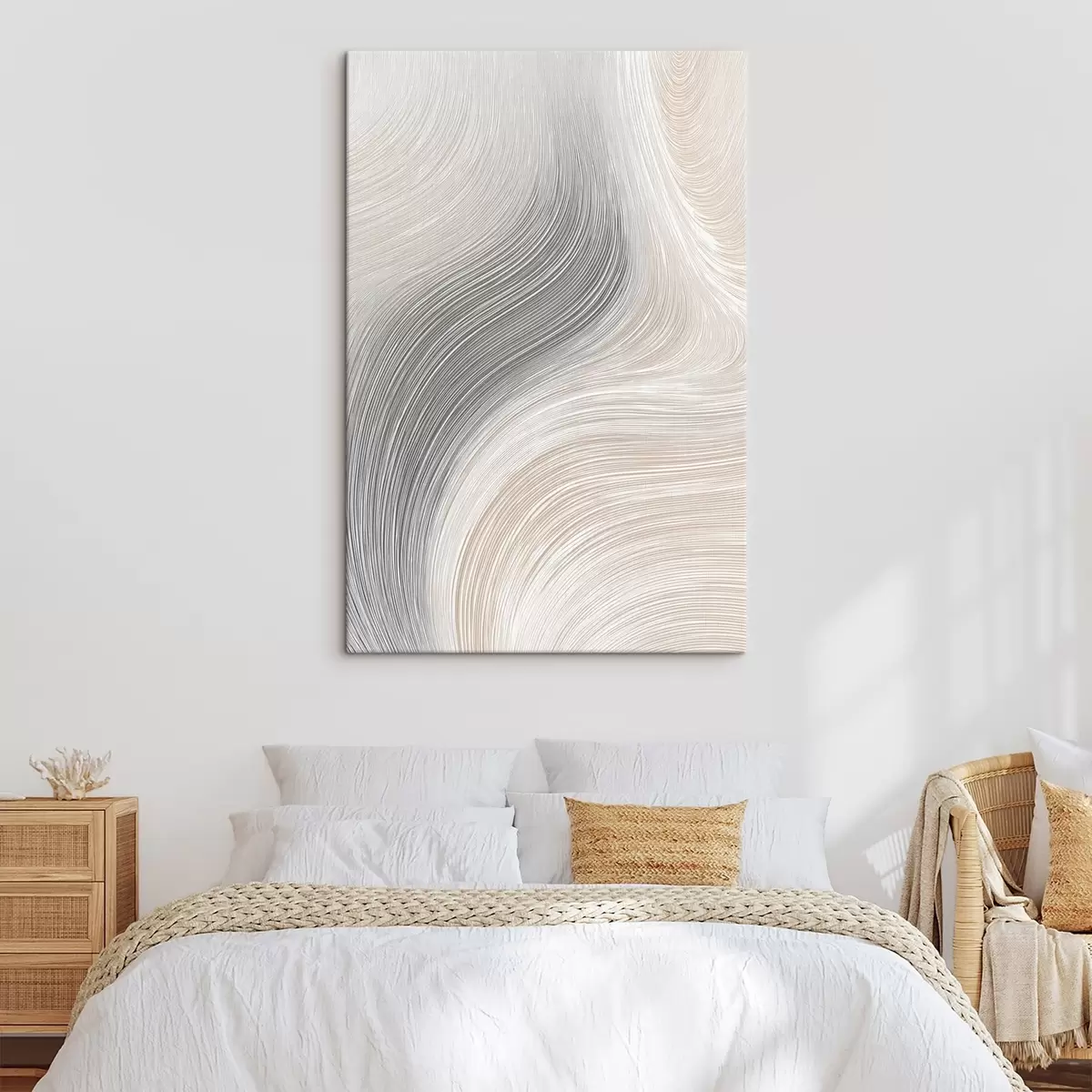 Tableau Lignes abstraites et fluides dans des tons neutres s46154