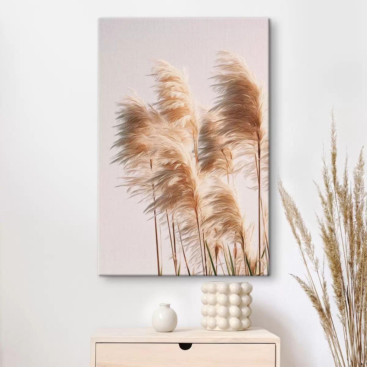 Tableau Herbes décoratives duveteuses sur fond clair s46157